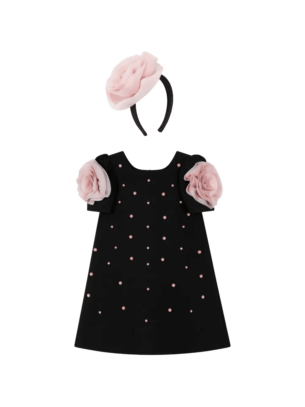 rose-appliqué dress set - Image 1