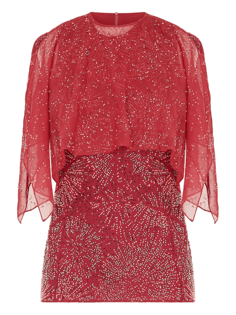 chiffon cape pearl embroidered top - Image 1