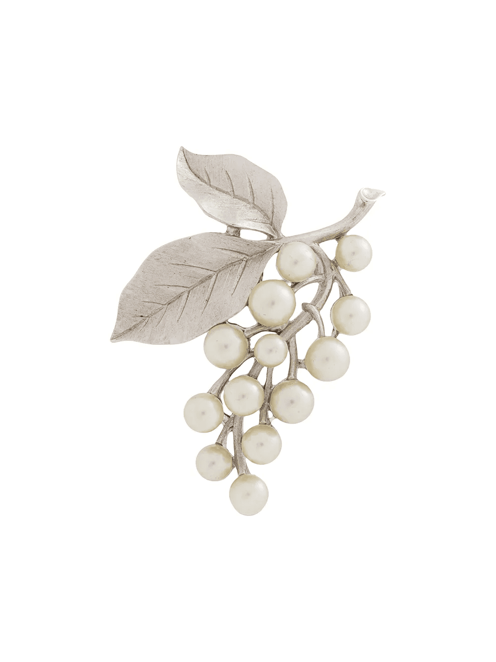 1960s pearl-embellished leaf brooch - Image 1