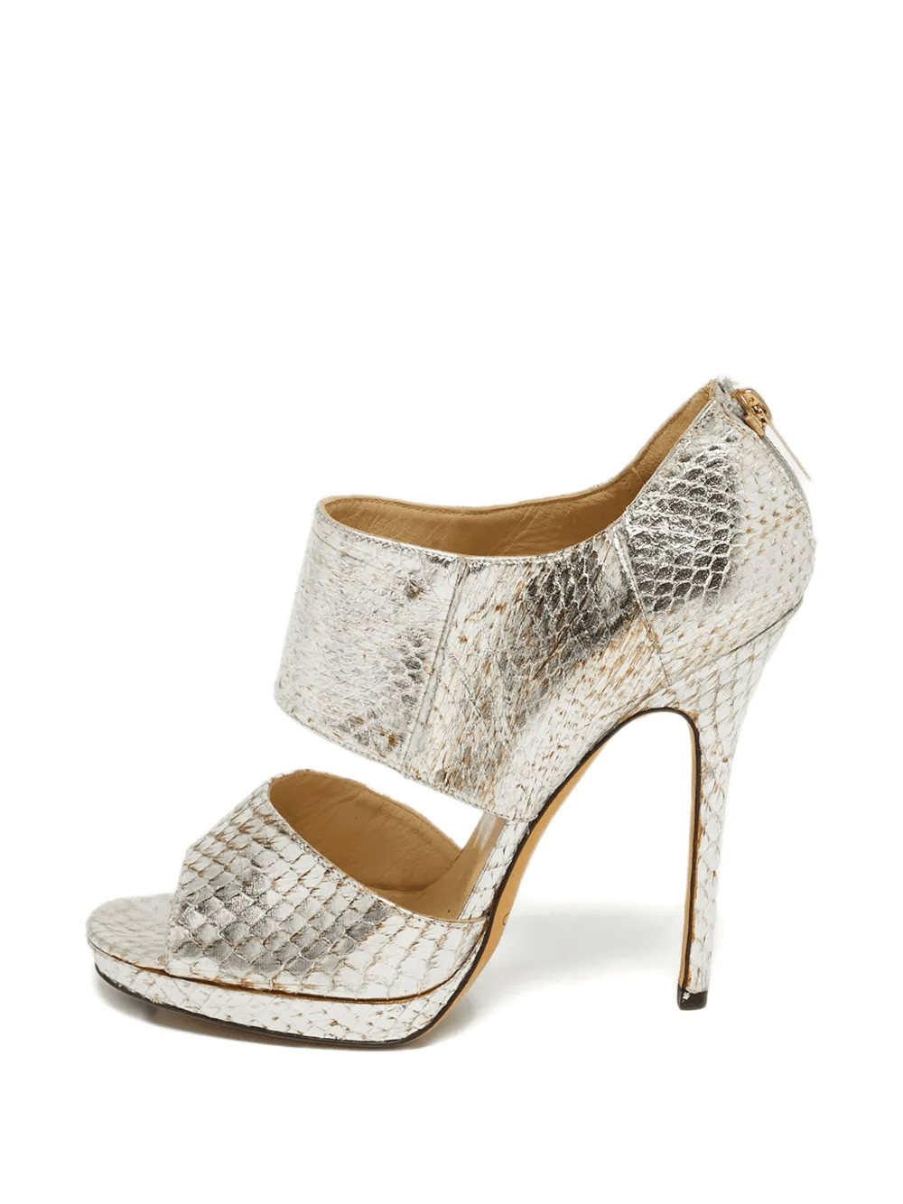 python effect-embossed leather sandals - Image 1