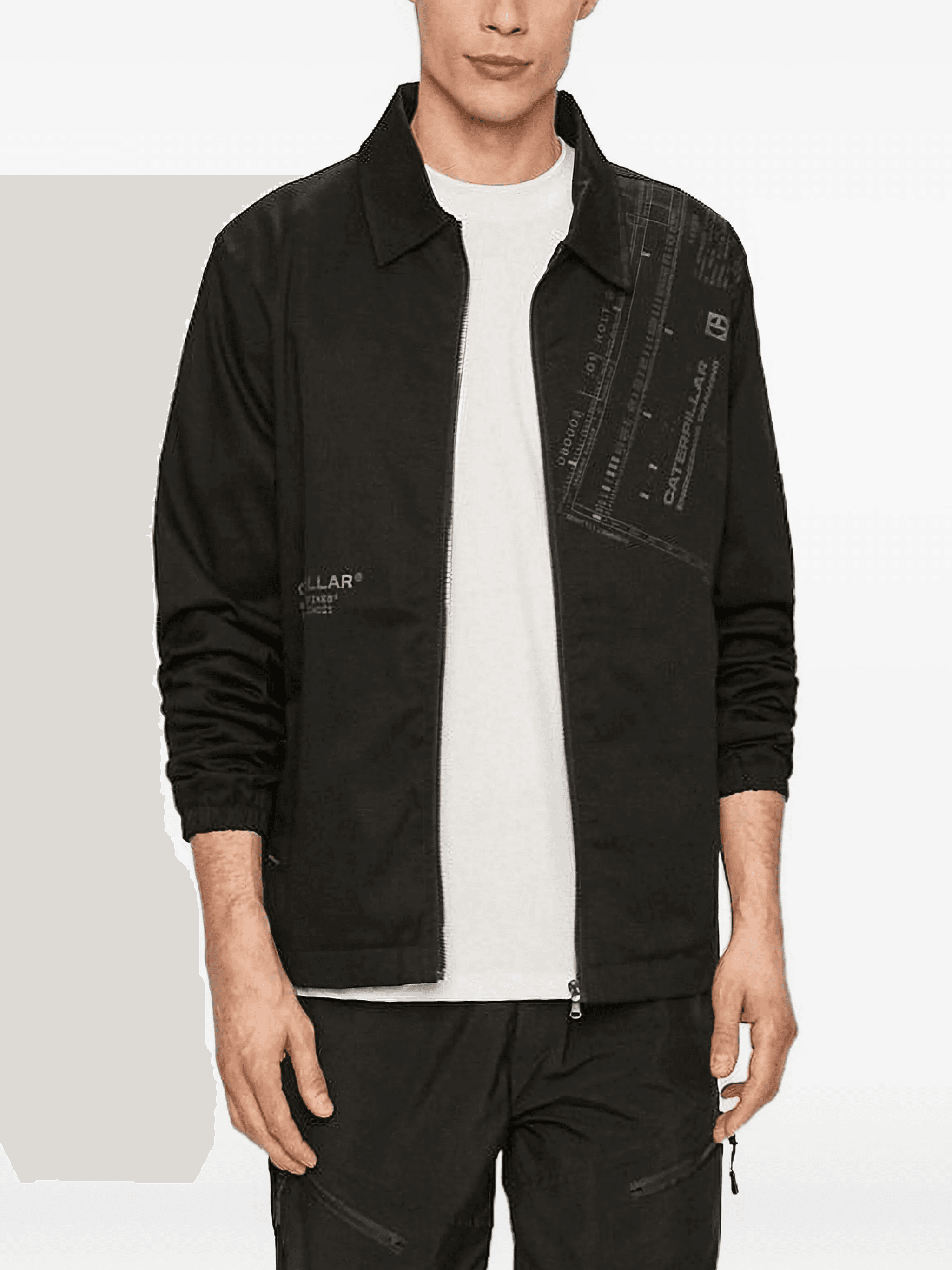 engineering-print zipped shirt jacket - Image 1