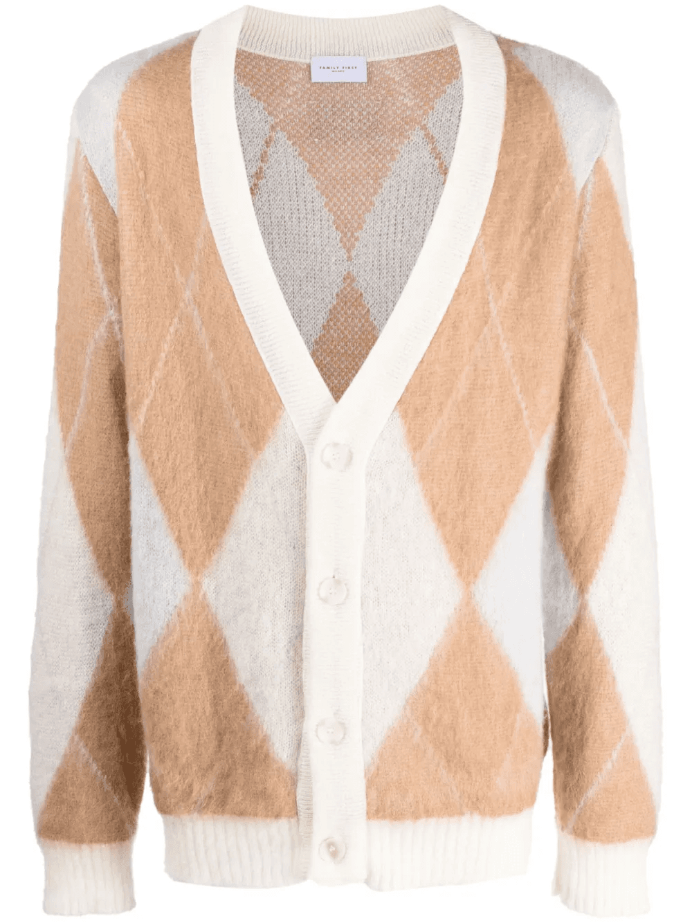 argyle-pattern crew-neck cardigan - Image 1