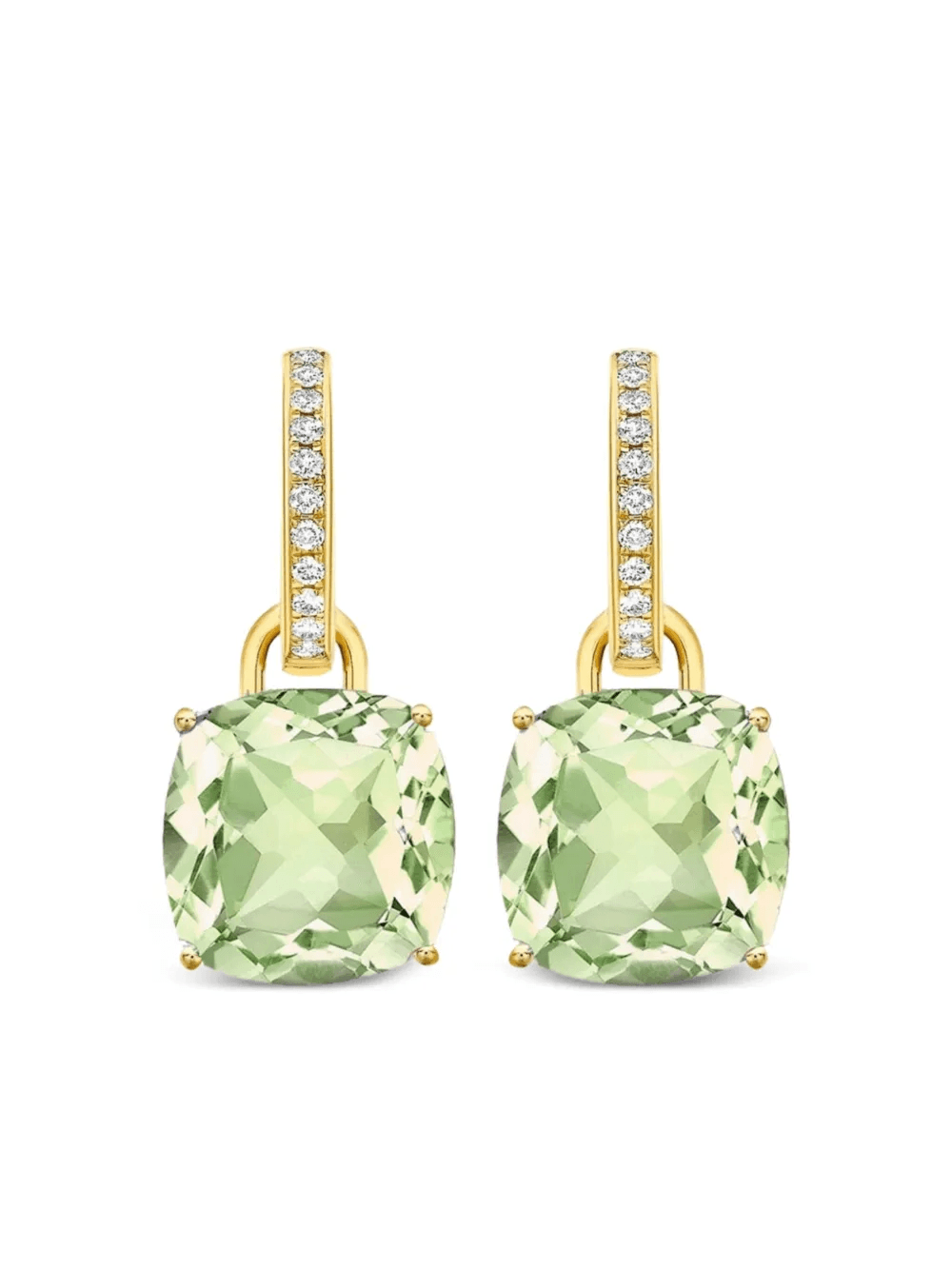 18K yellow gold Classics amethyst and diamond hoop earrings - Image 1