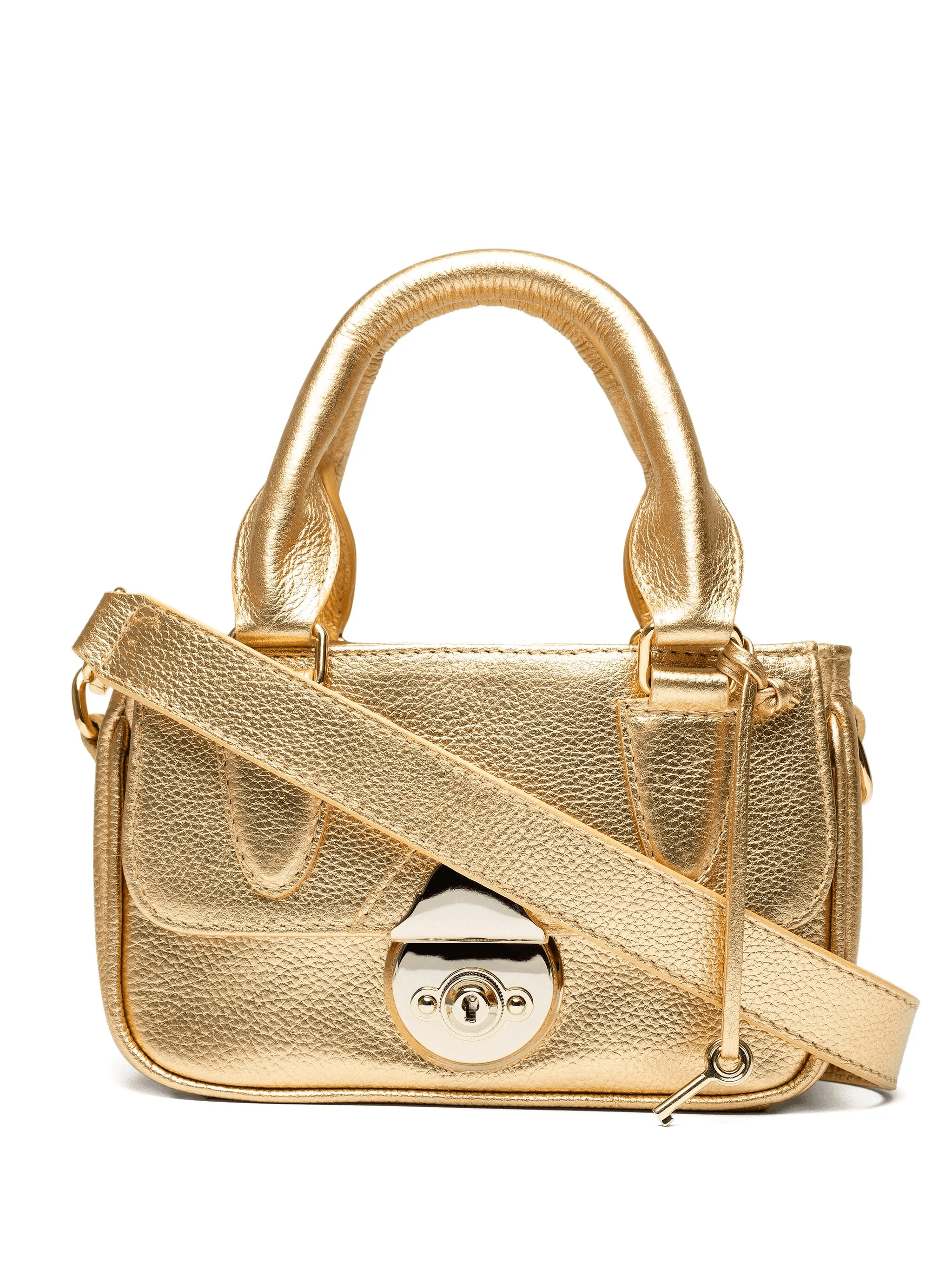 mini Sarah metallic leather tote bag - Image 1