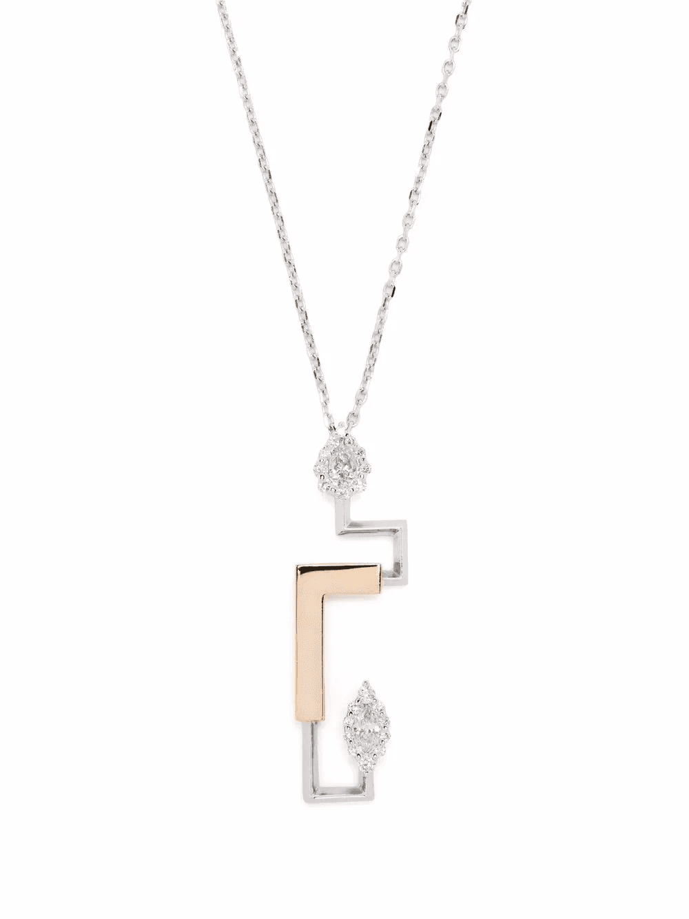 18kt gold diamond structured pendant necklace - Image 1