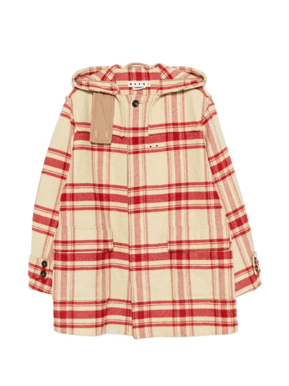 hooded check coat - Image 1