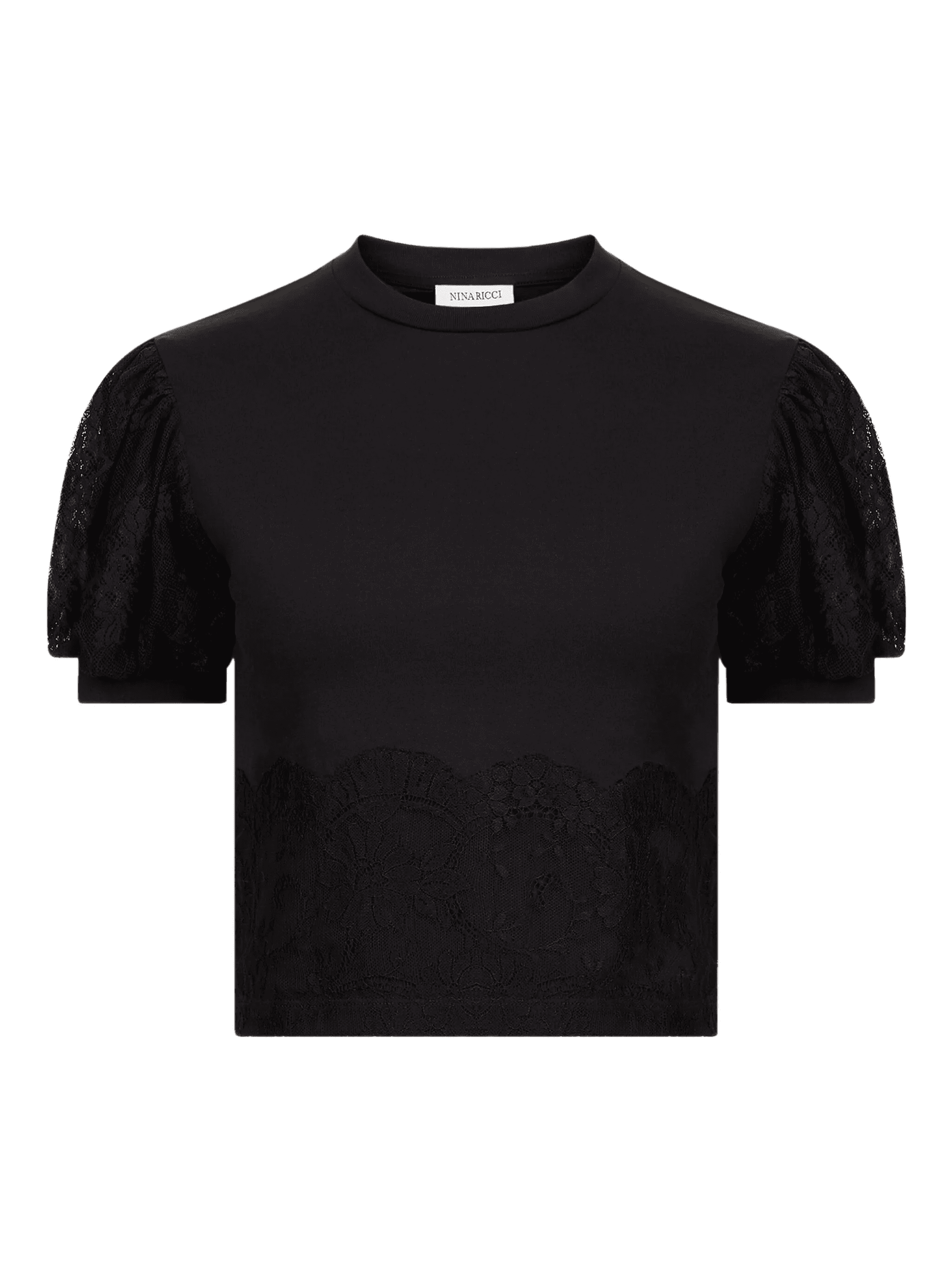 lace-trimmed puff-sleeve top - Image 1