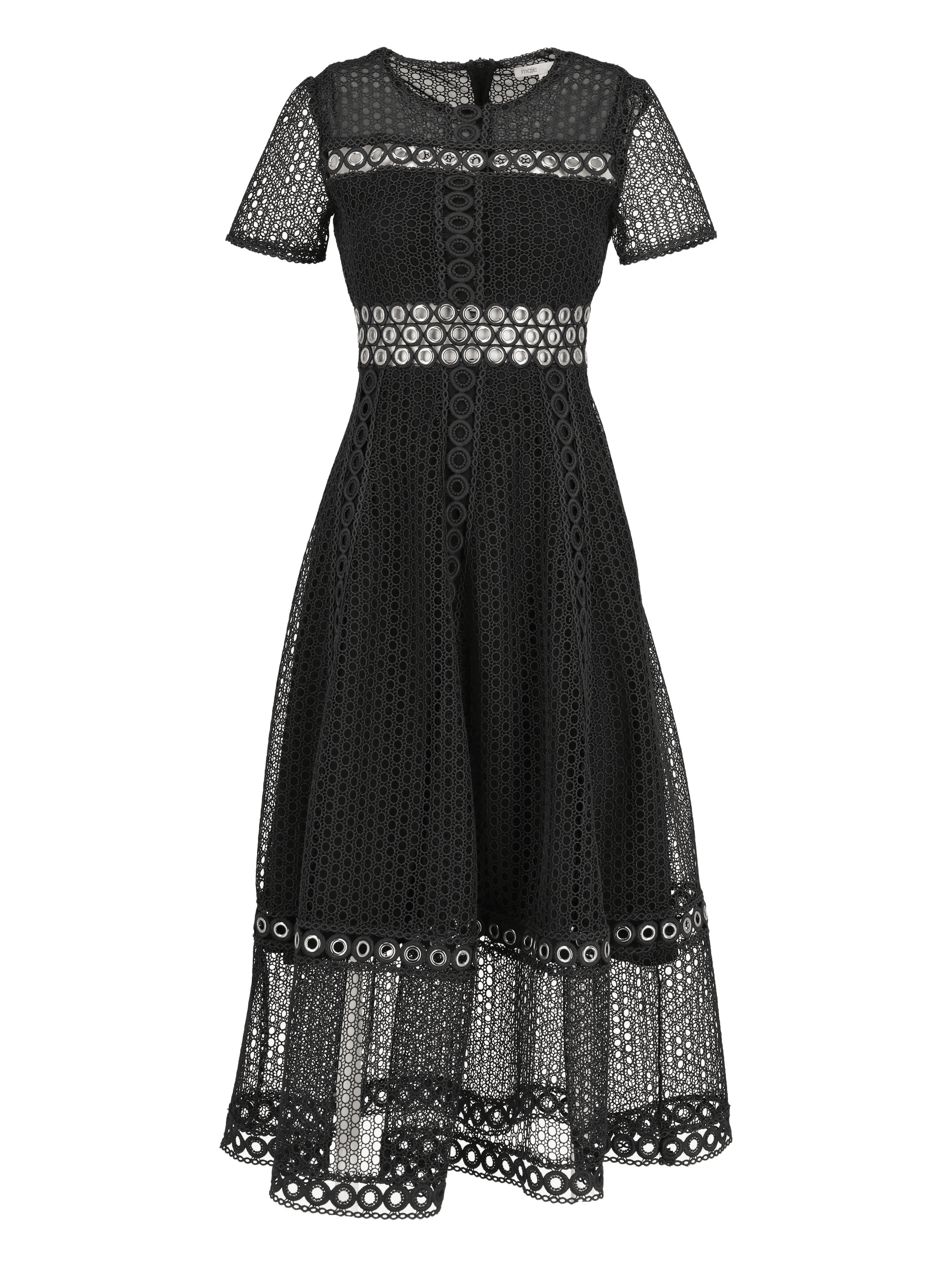 eyelet-detail lace midi dress - Image 1