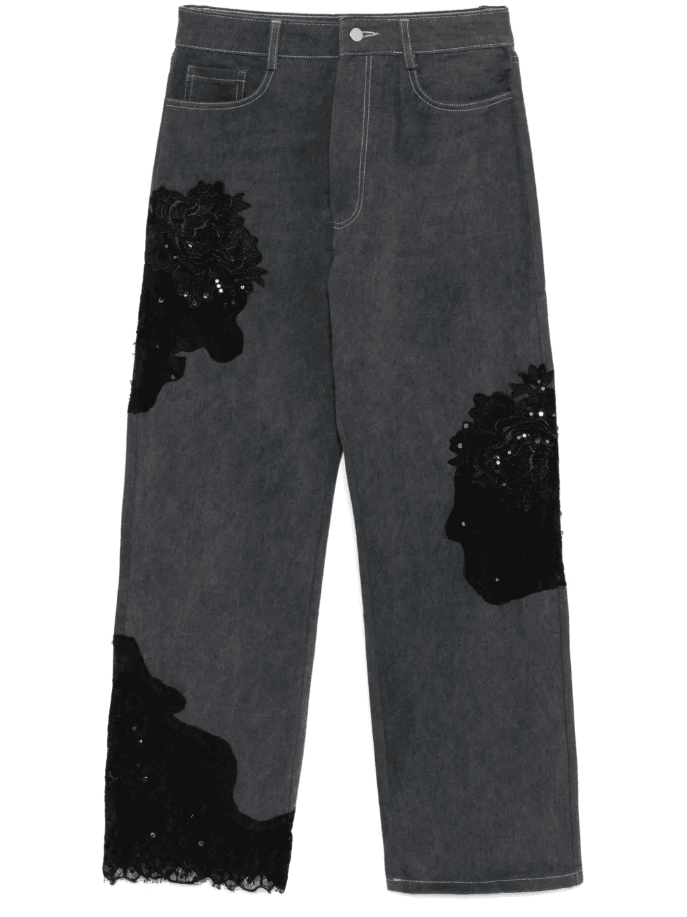 lace panels straight-leg jeans - Image 1