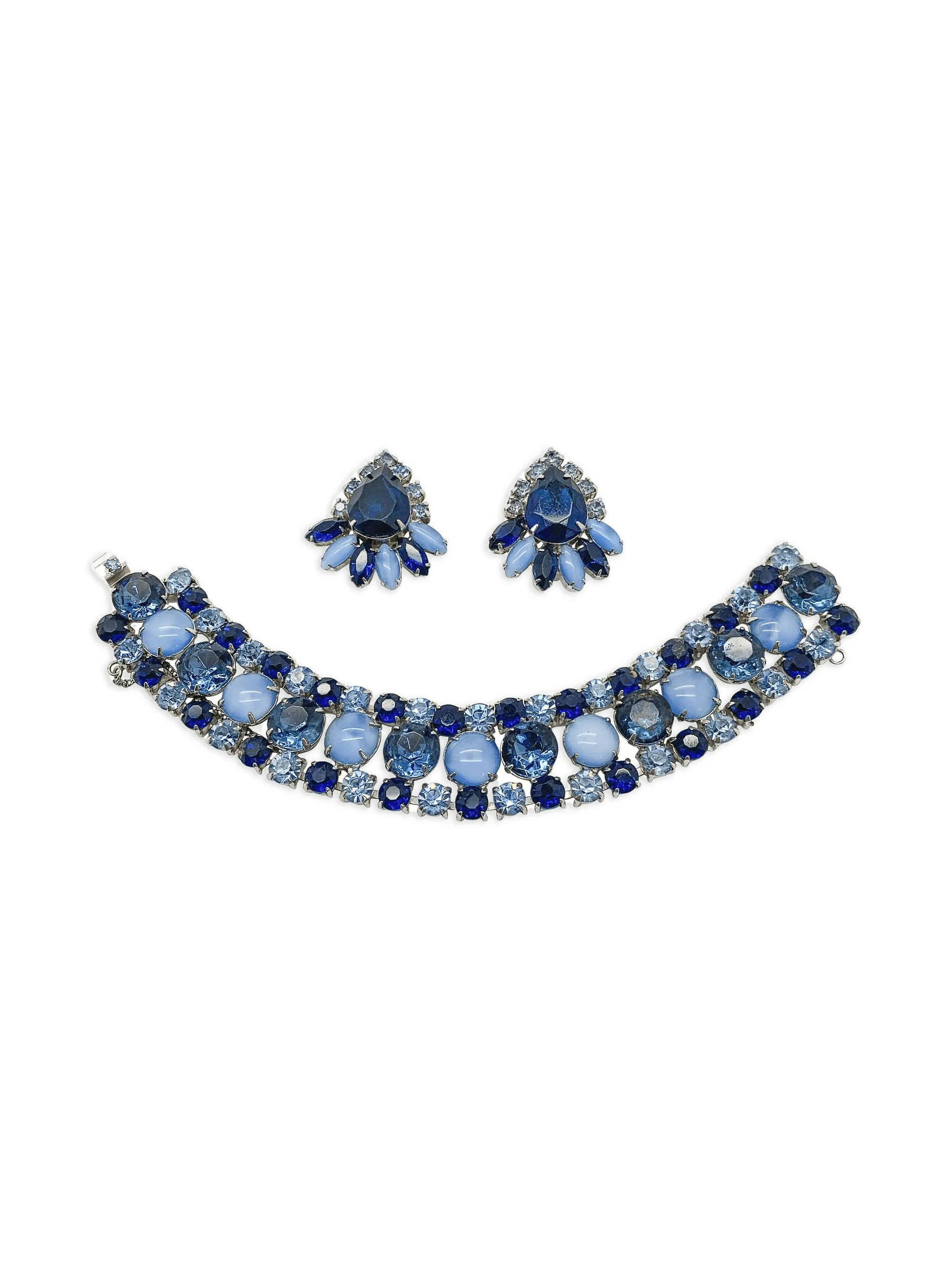 1950s crystal bracelet and earrings set - Image 1