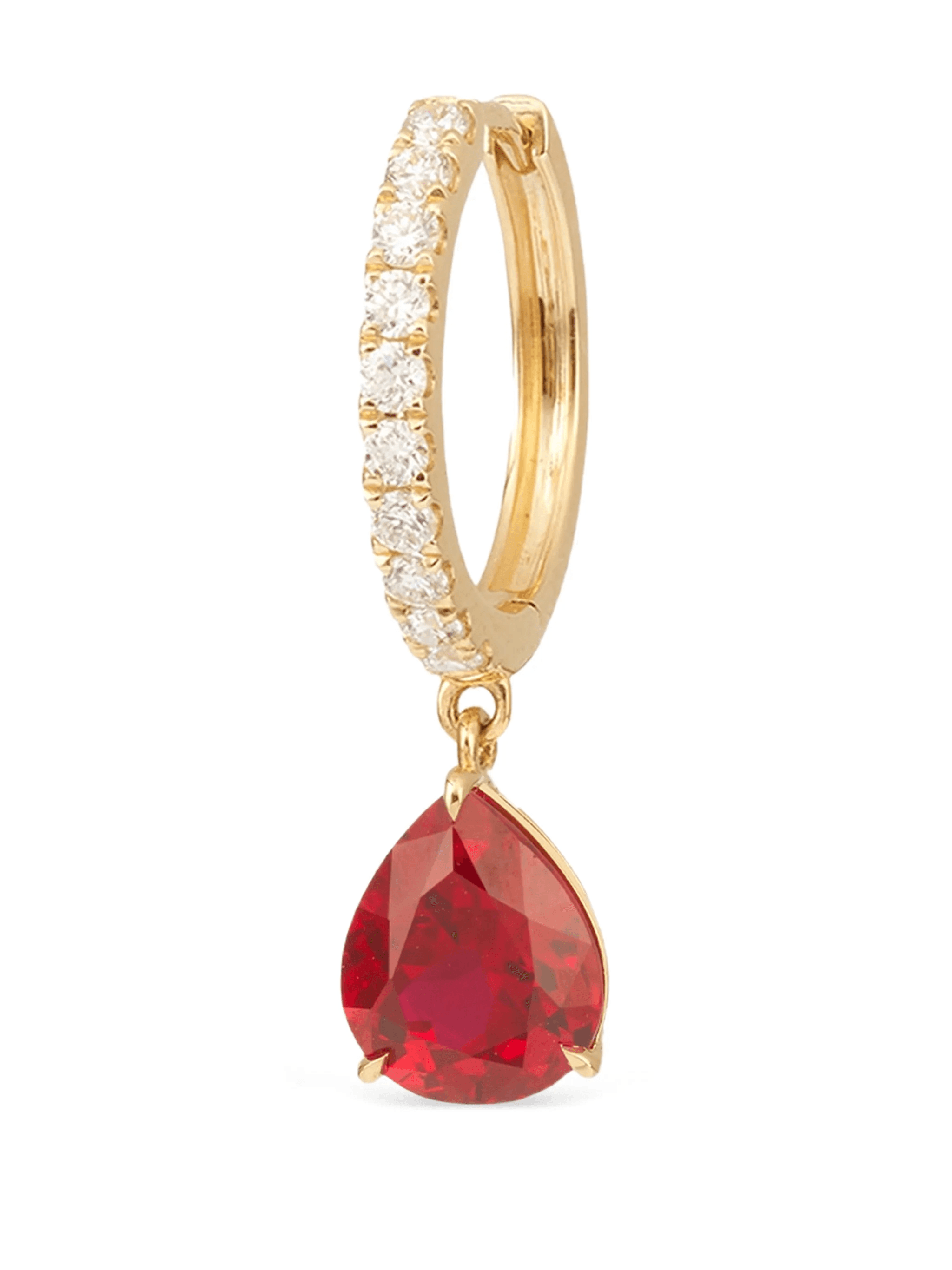 18K yellow gold Iris ruby and diamond single earring - Image 1