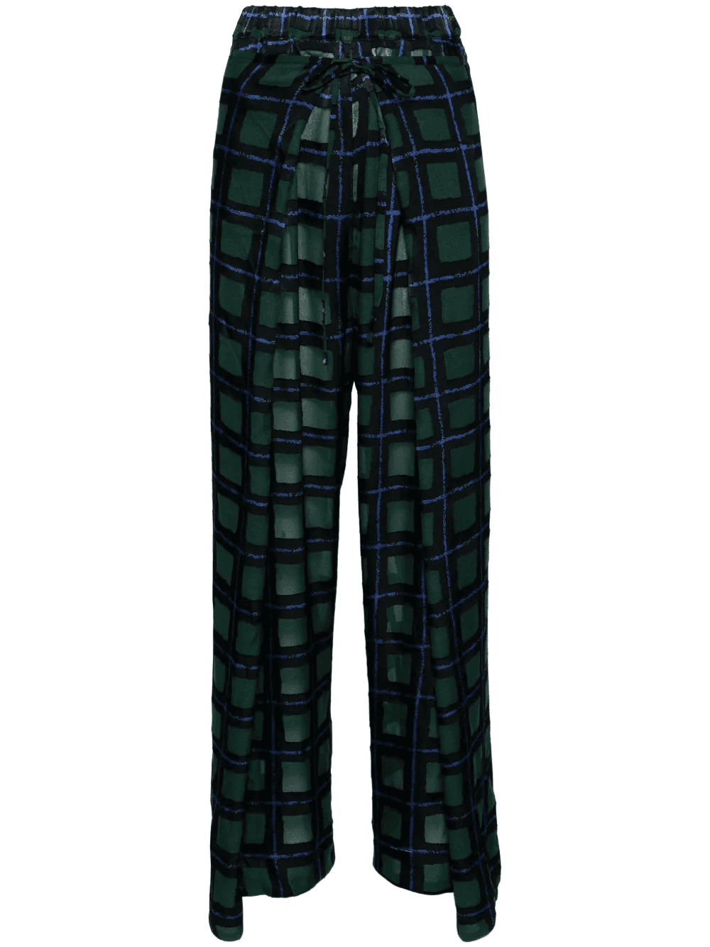 check-pattern straight trousers - Image 1