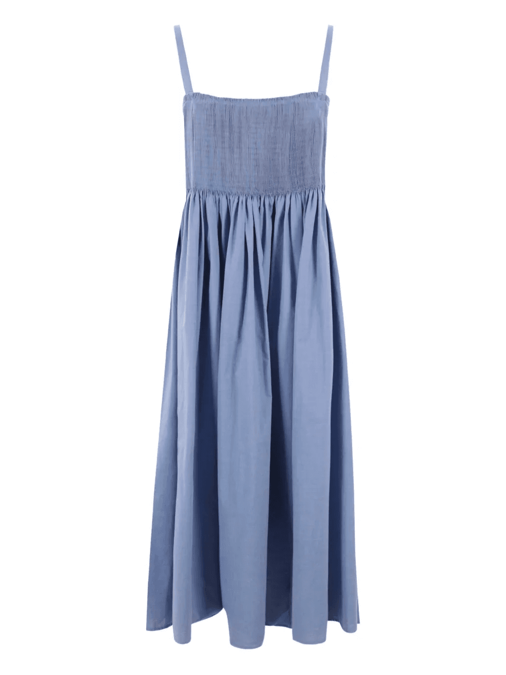 shirred-detail cotton midi dress - Image 1