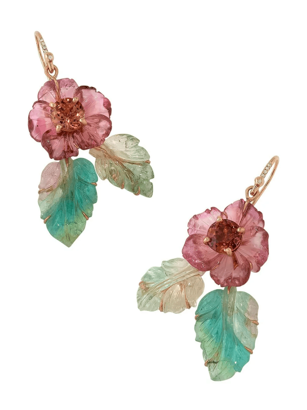 18kt rose gold Flower Leaf earrings - Image 1