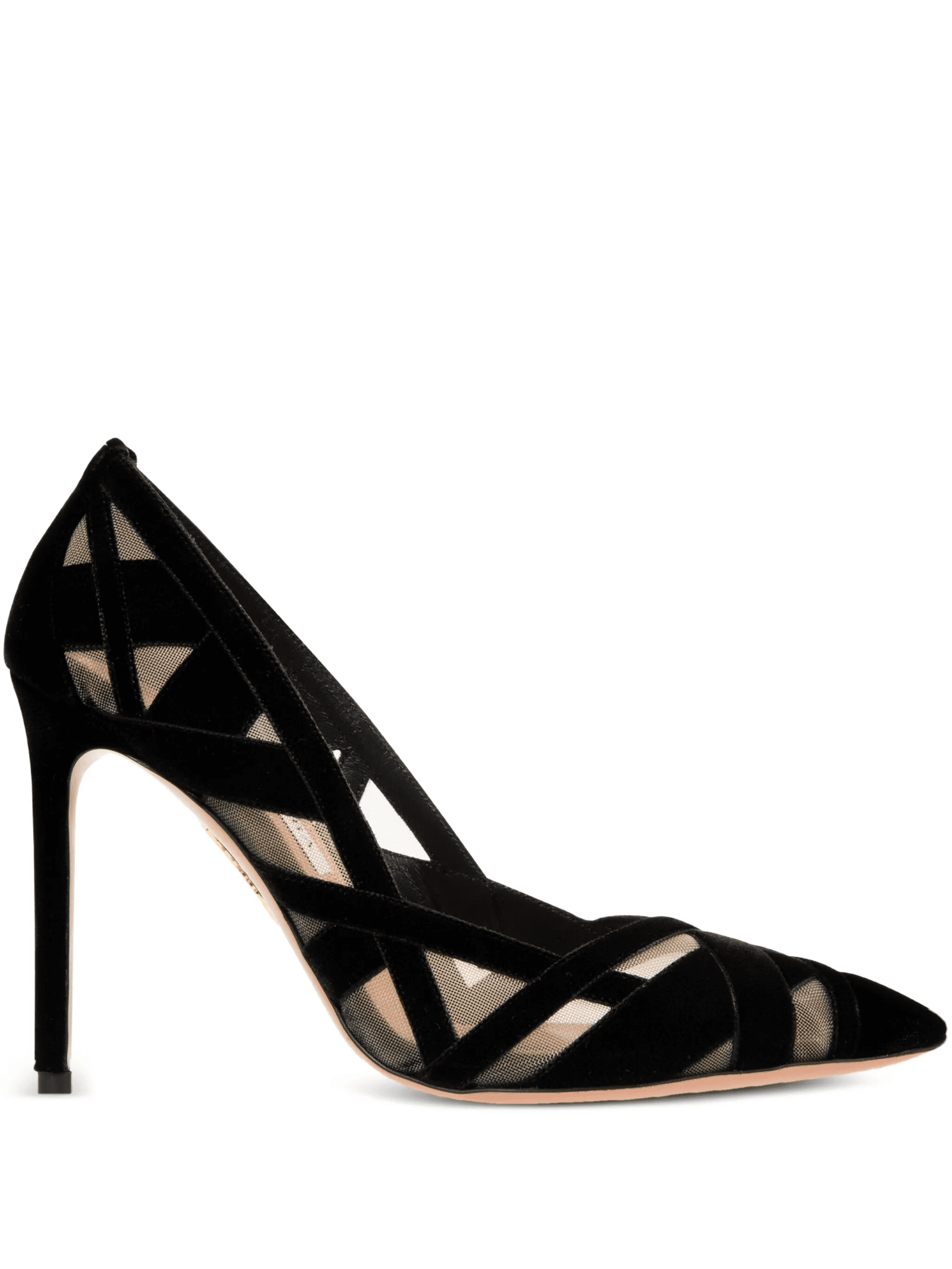 105mm velvet-mesh pumps - Image 1