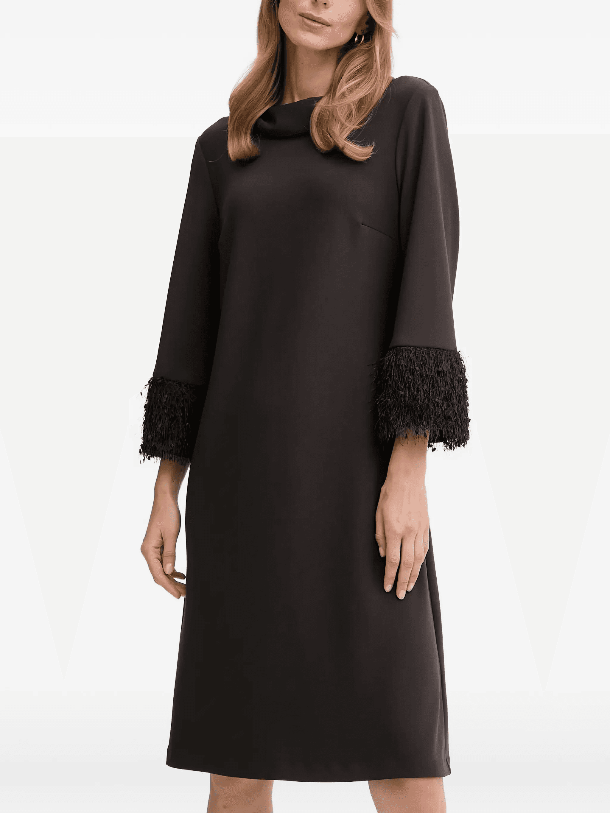 cowl-neck fringed midi dress - Image 1