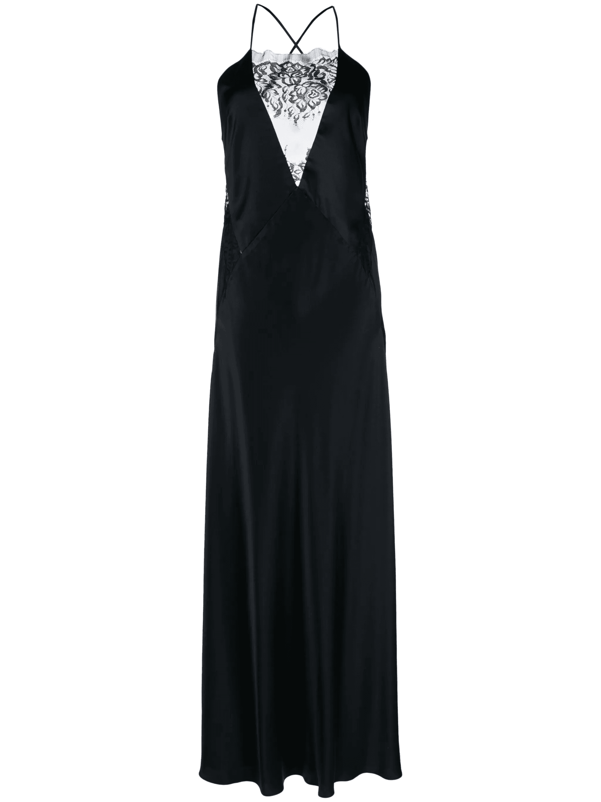 lace-inset gown long sleeveless dress - Image 1