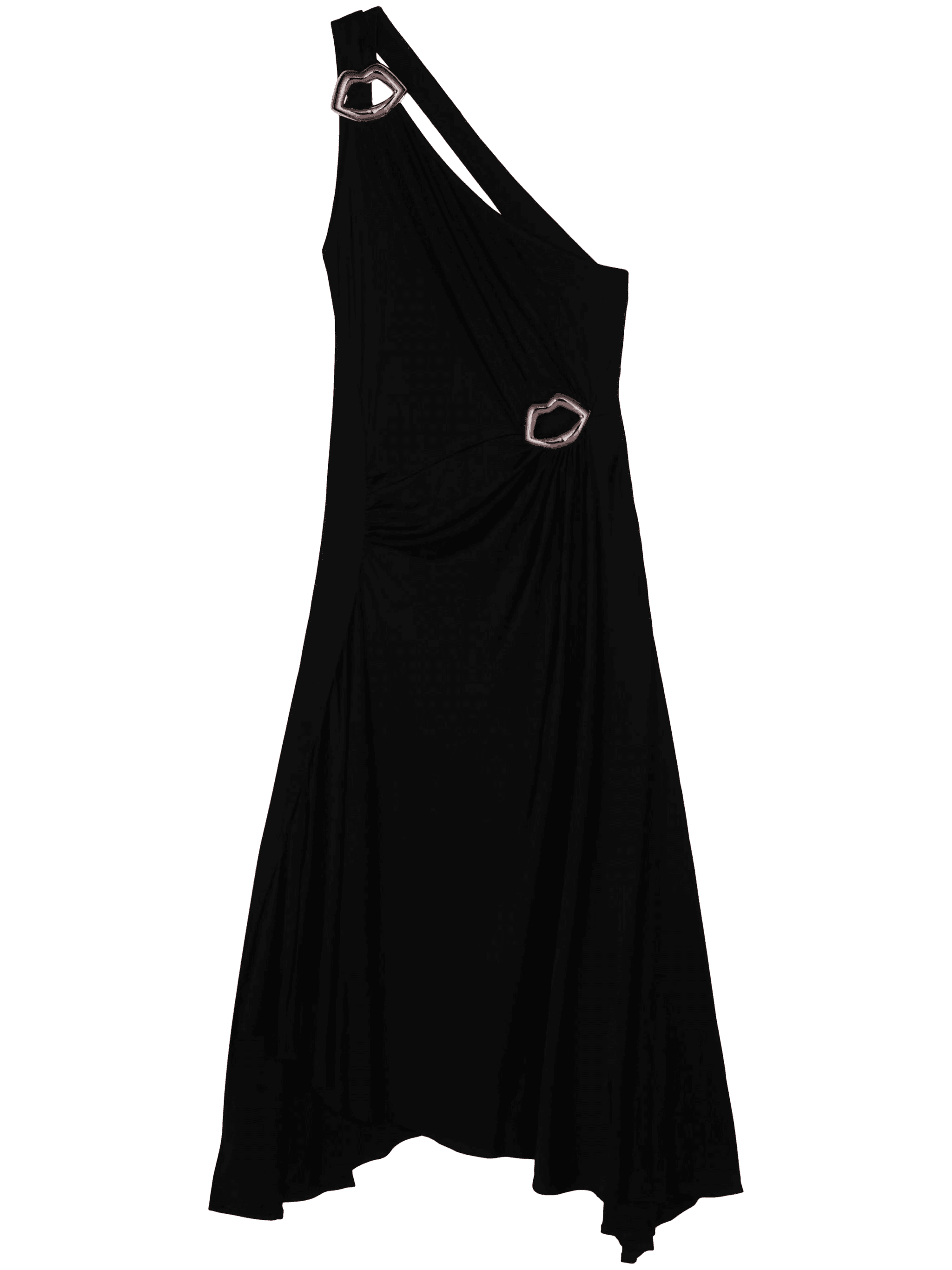 lips-motif asymmetric midi dress - Image 1