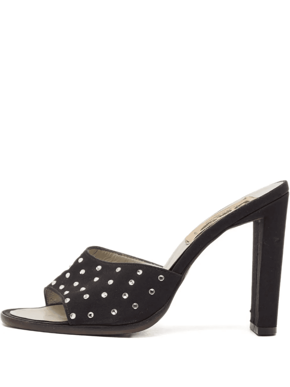 pre-owned 100mm rhinestone-embellished block-heel sandals - Image 1