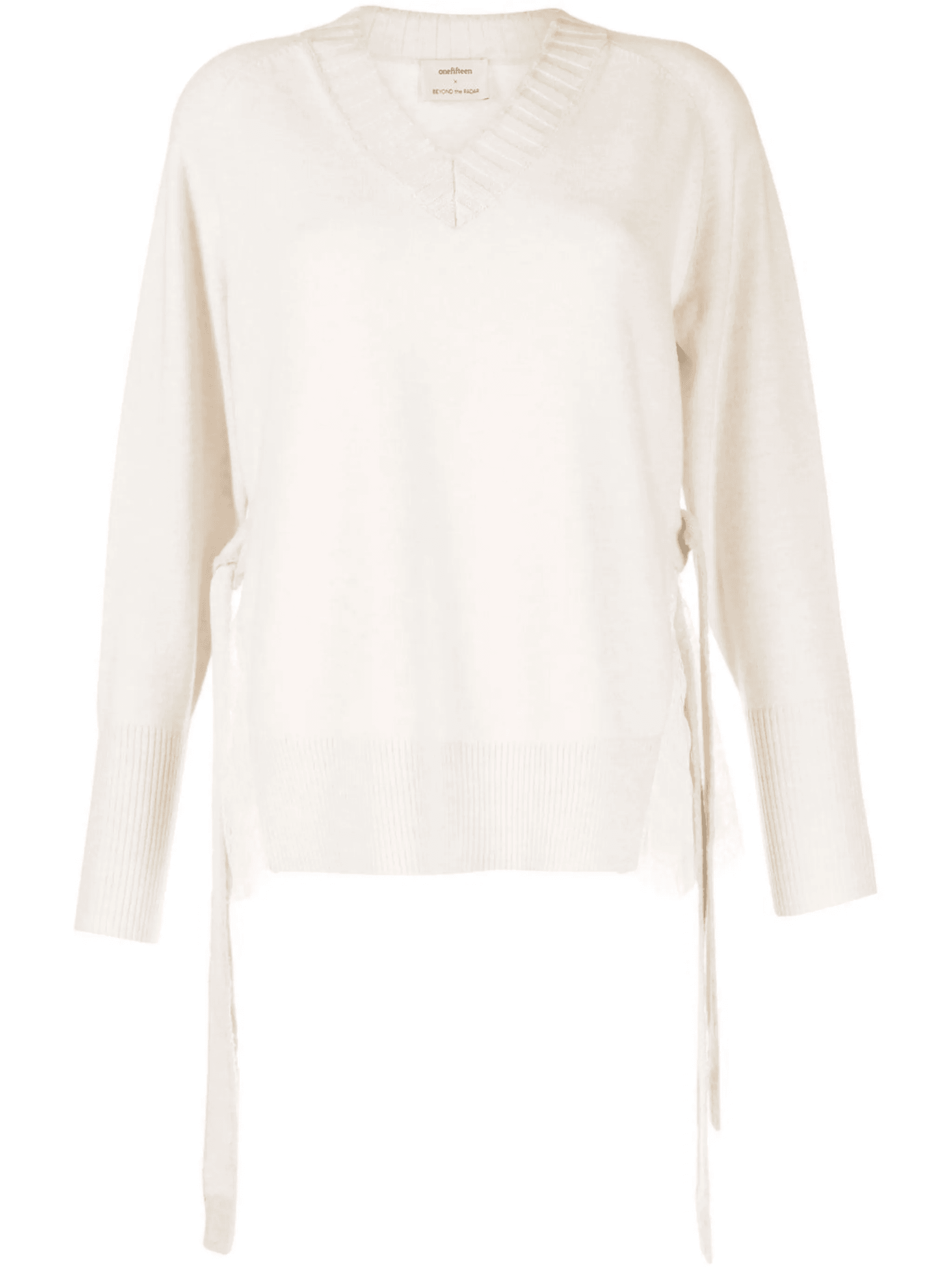 V-neck sheer-detail jumper - Image 1