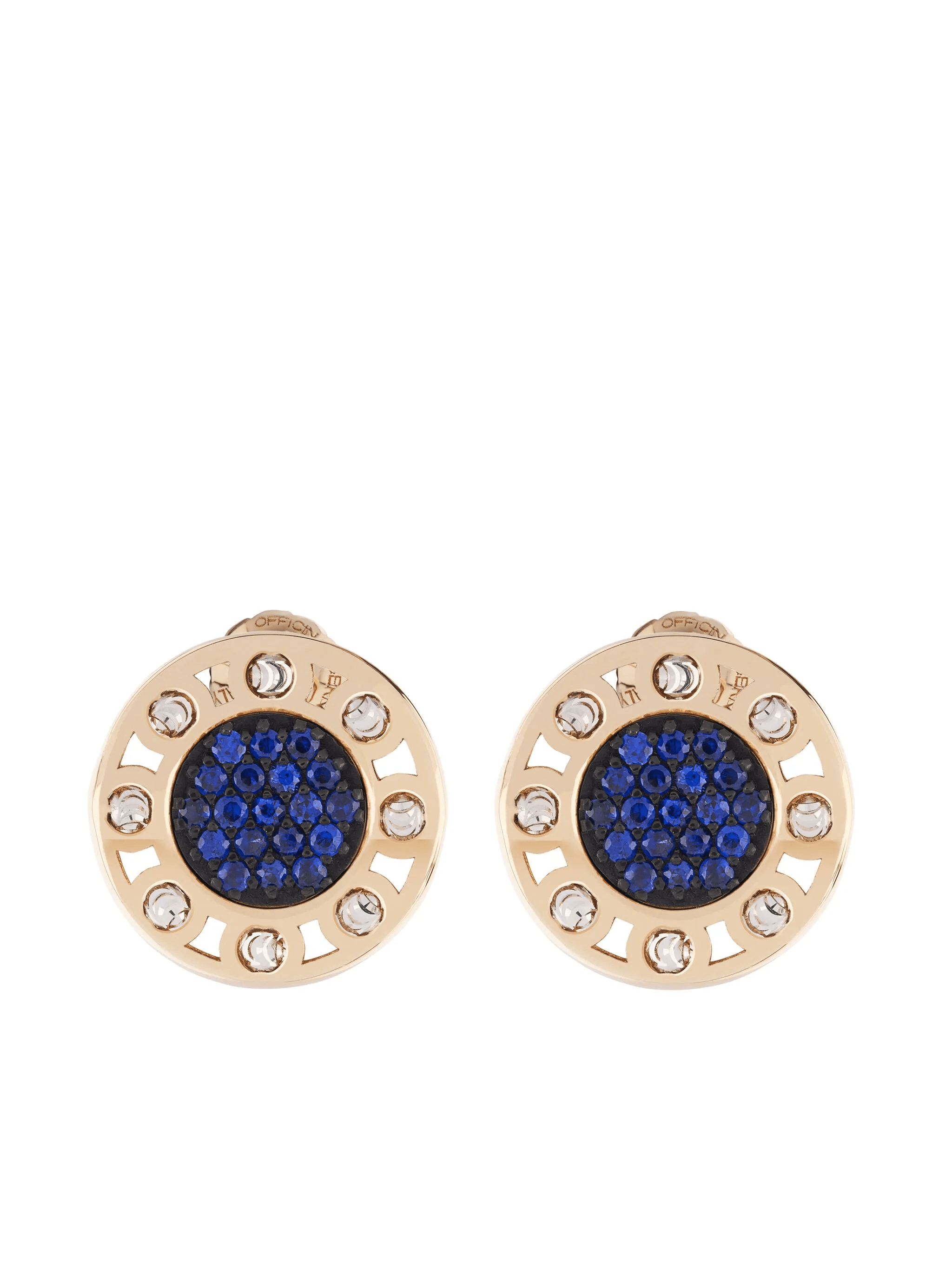 18kt yellow and white gold small SenzaTempo sapphire earrings - Image 1