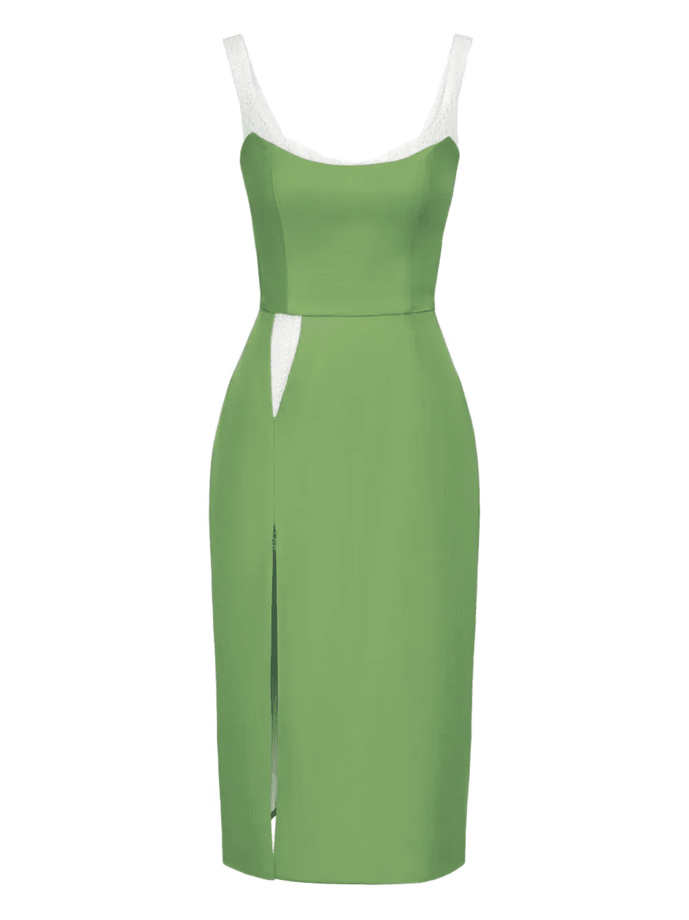 slit lace-insert midi dress - Image 1