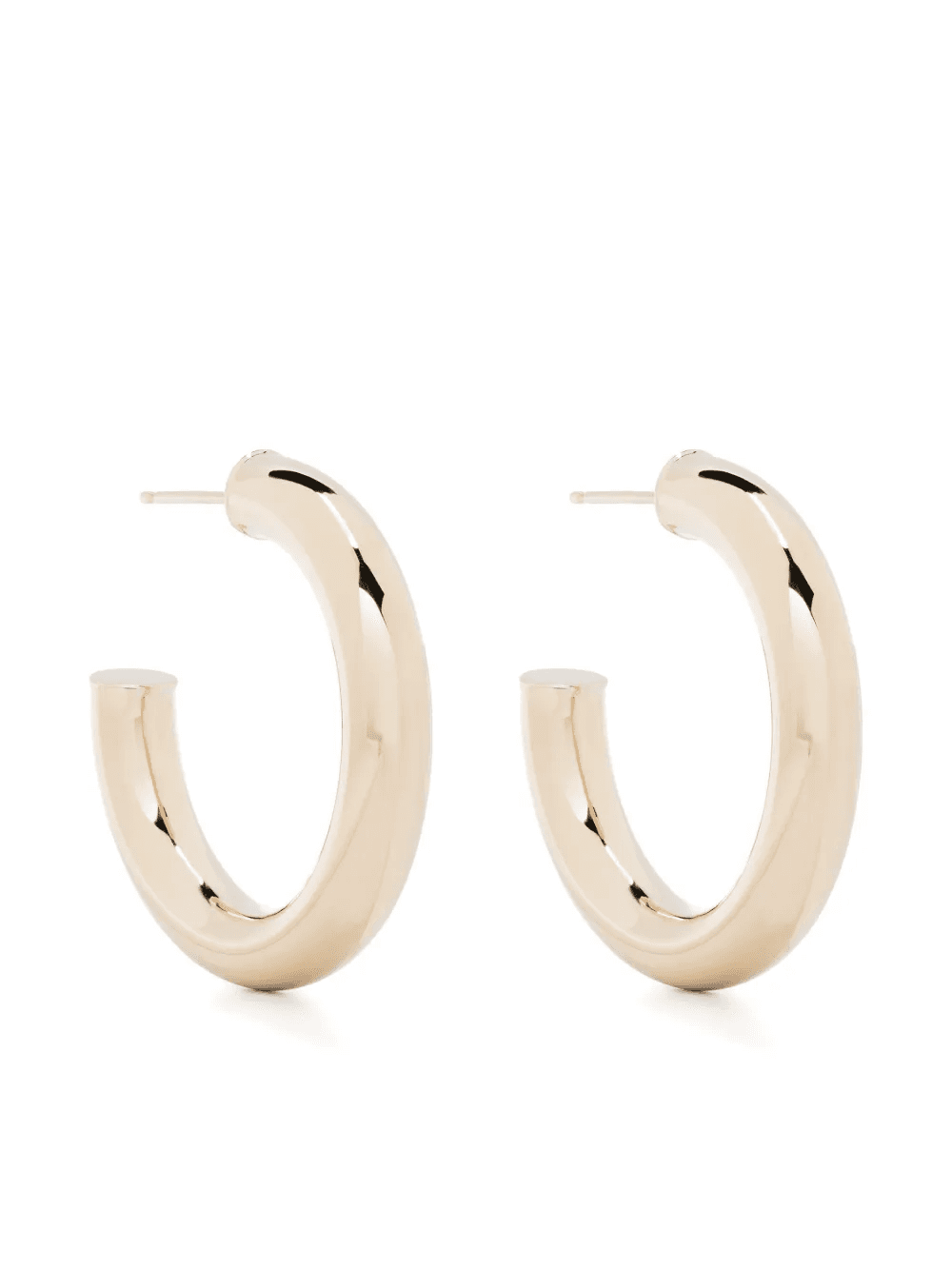14kt yellow gold medium hollow hoop earrings - Image 1