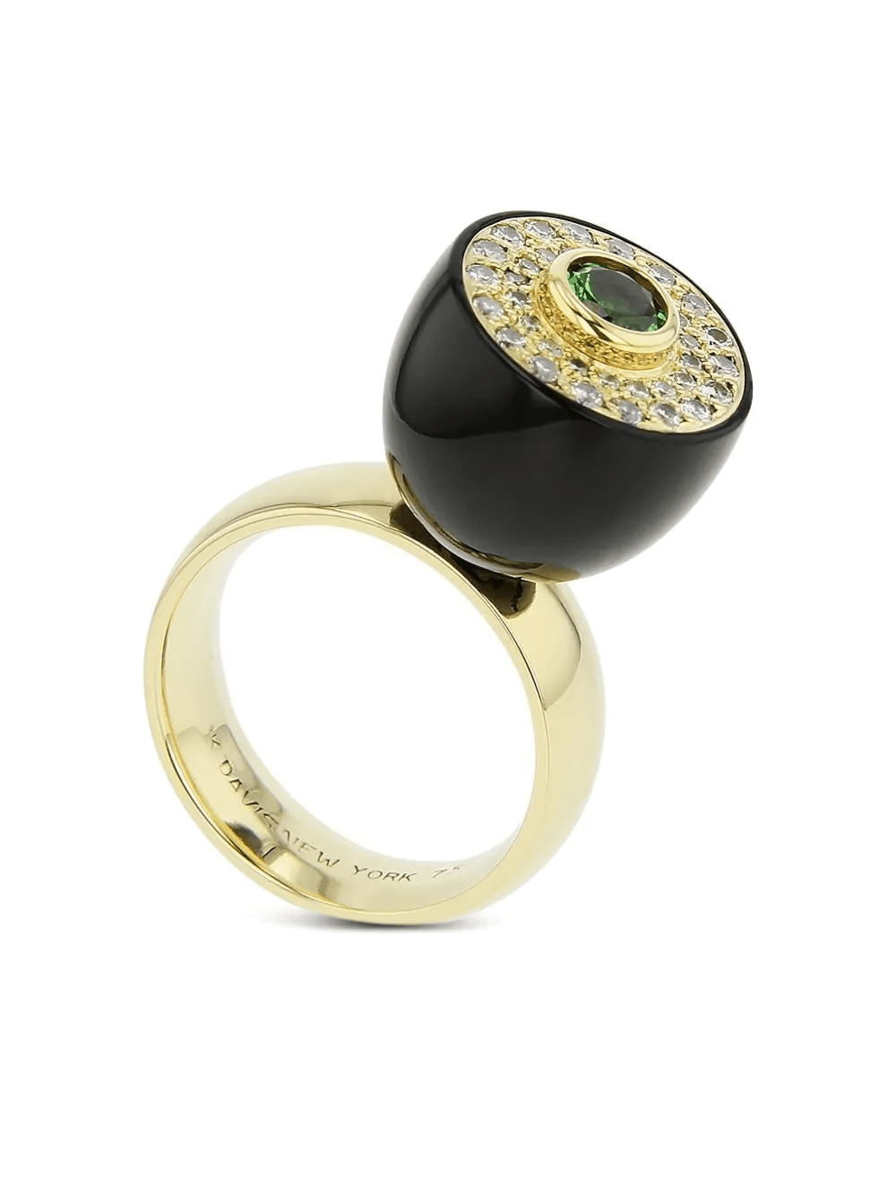18K yellow gold Bakelite diamond and garnet ring - Image 1