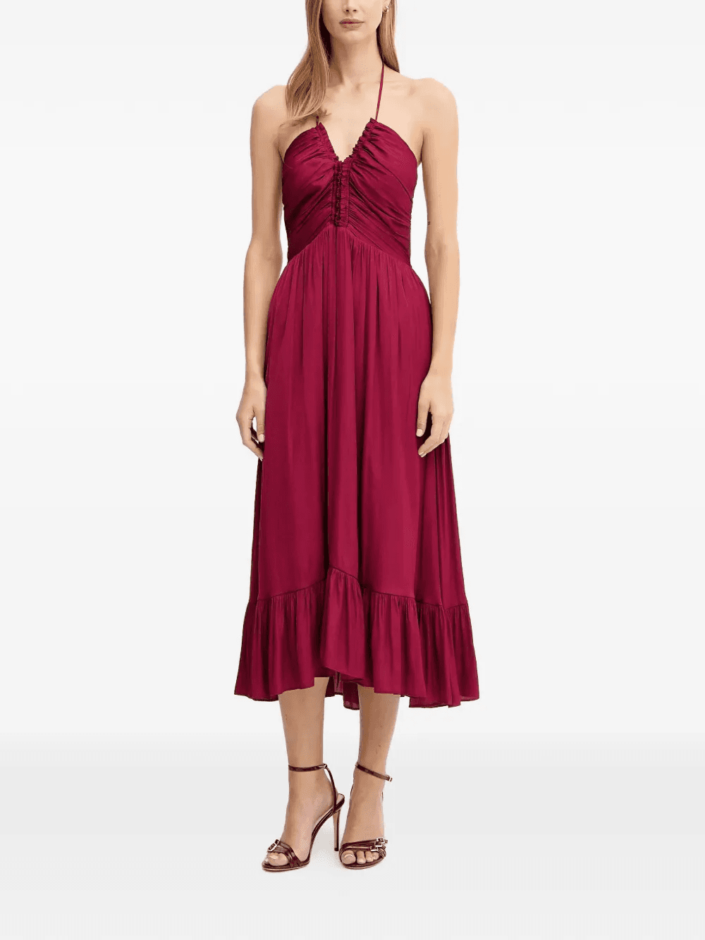 ruffled-effect midi dress - Image 1