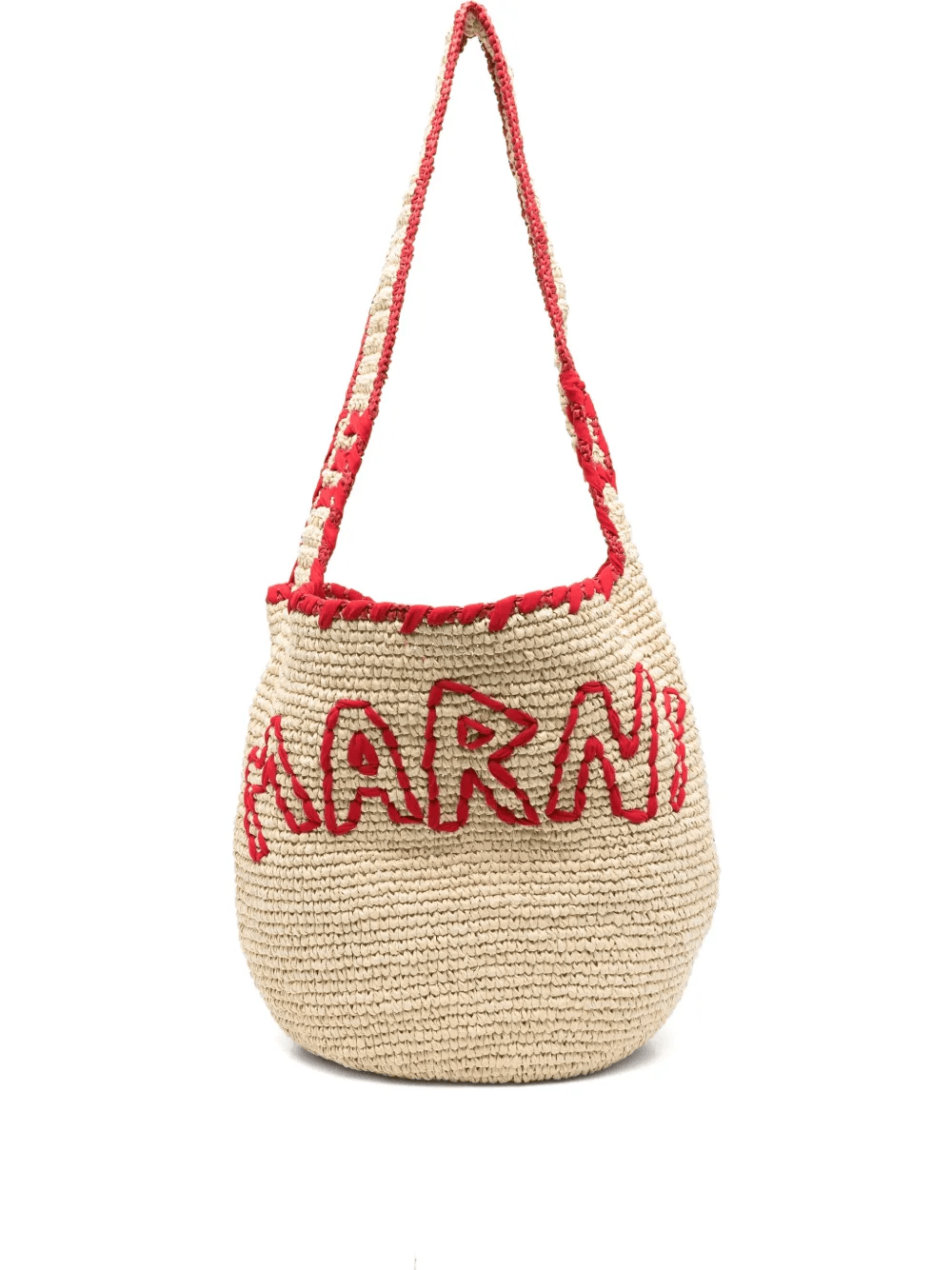 logo-embroidered paper shoulder bag - Image 1