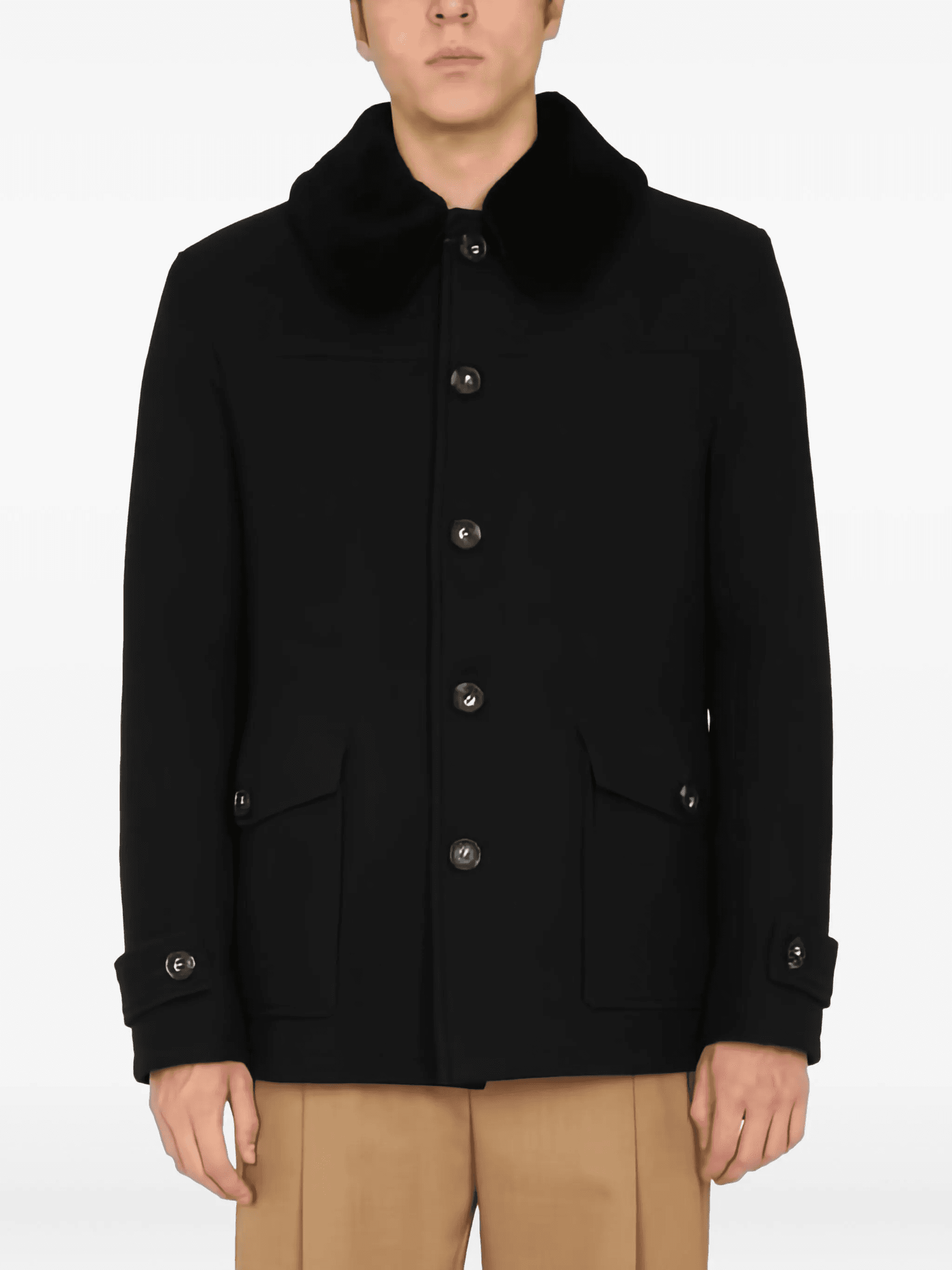pocketed single-breasted coat - Image 1