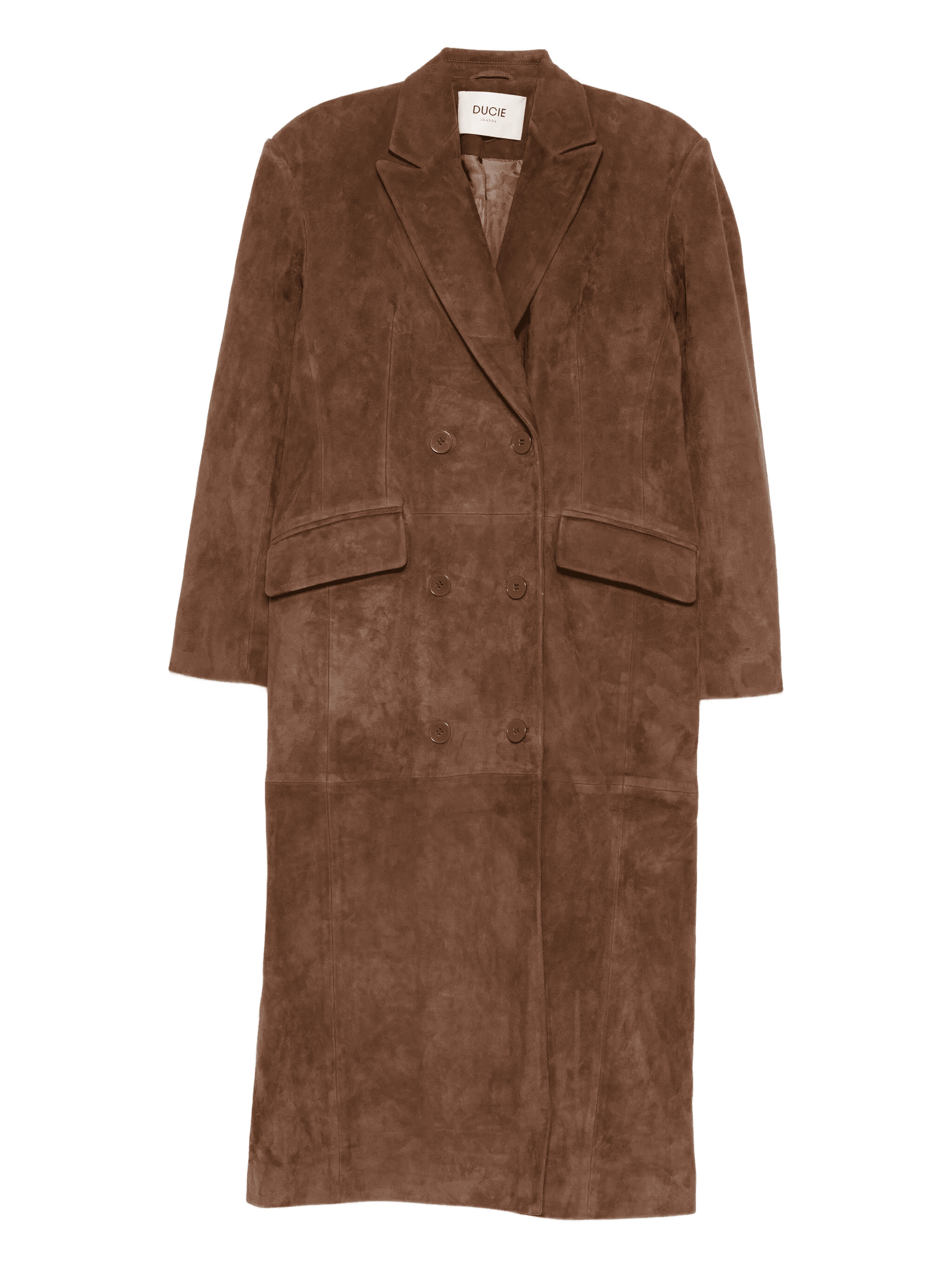 Aggie double-breasted suede long coat - Image 1