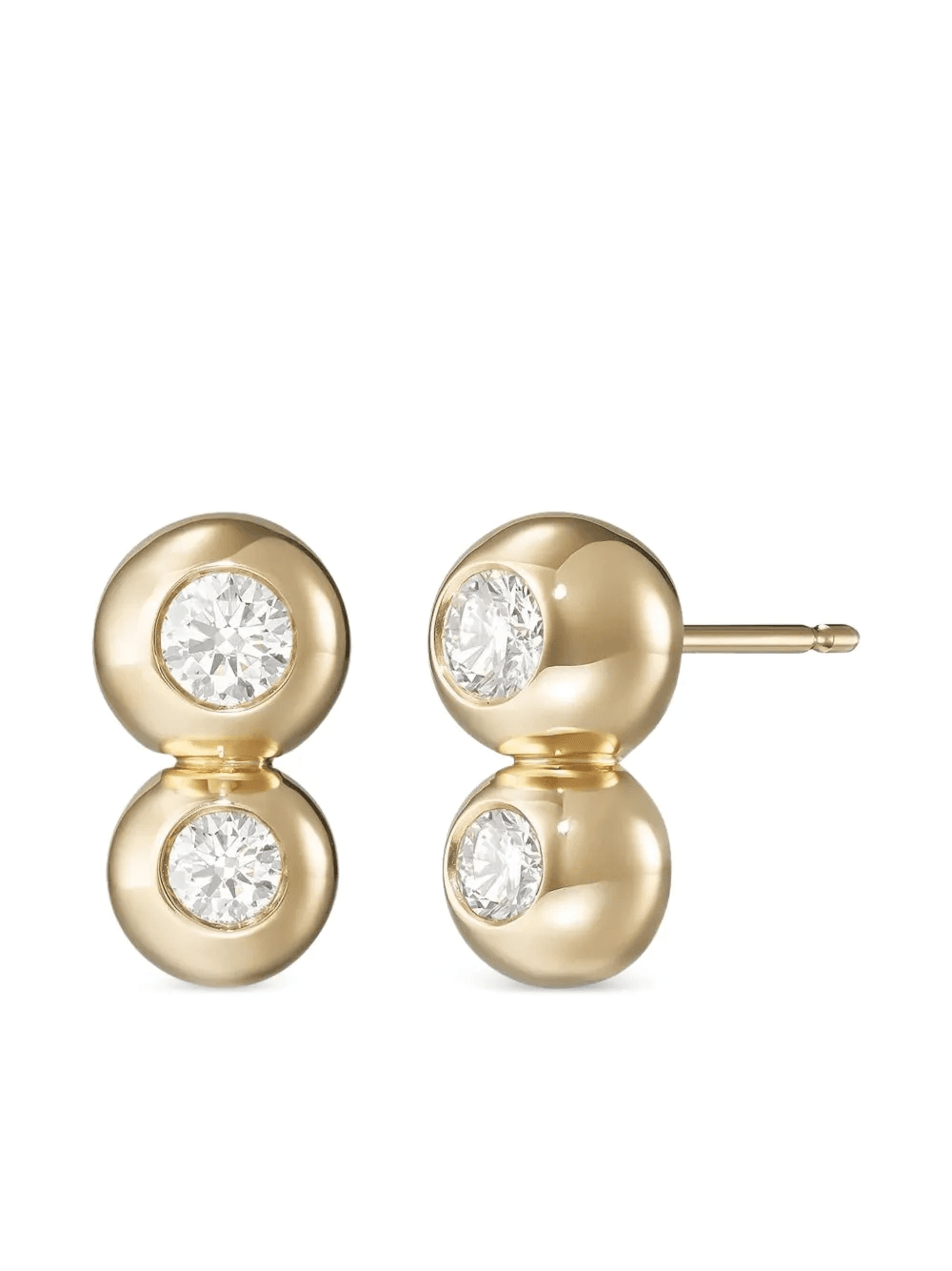 18K yellow gold large Audrey Double diamond earrings - Image 1