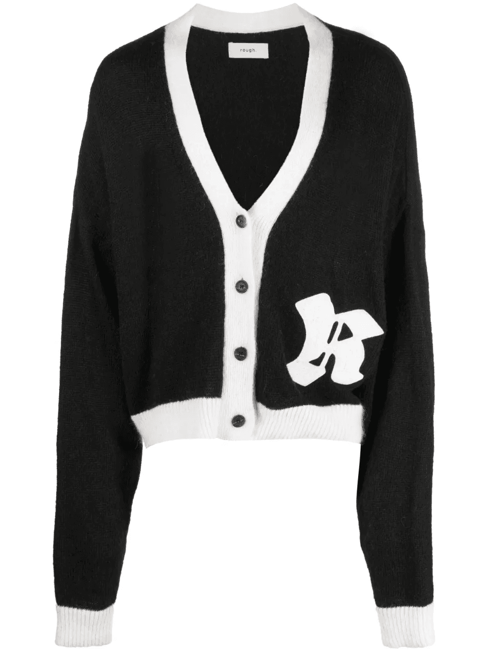 logo-patch button-up cardigan - Image 1