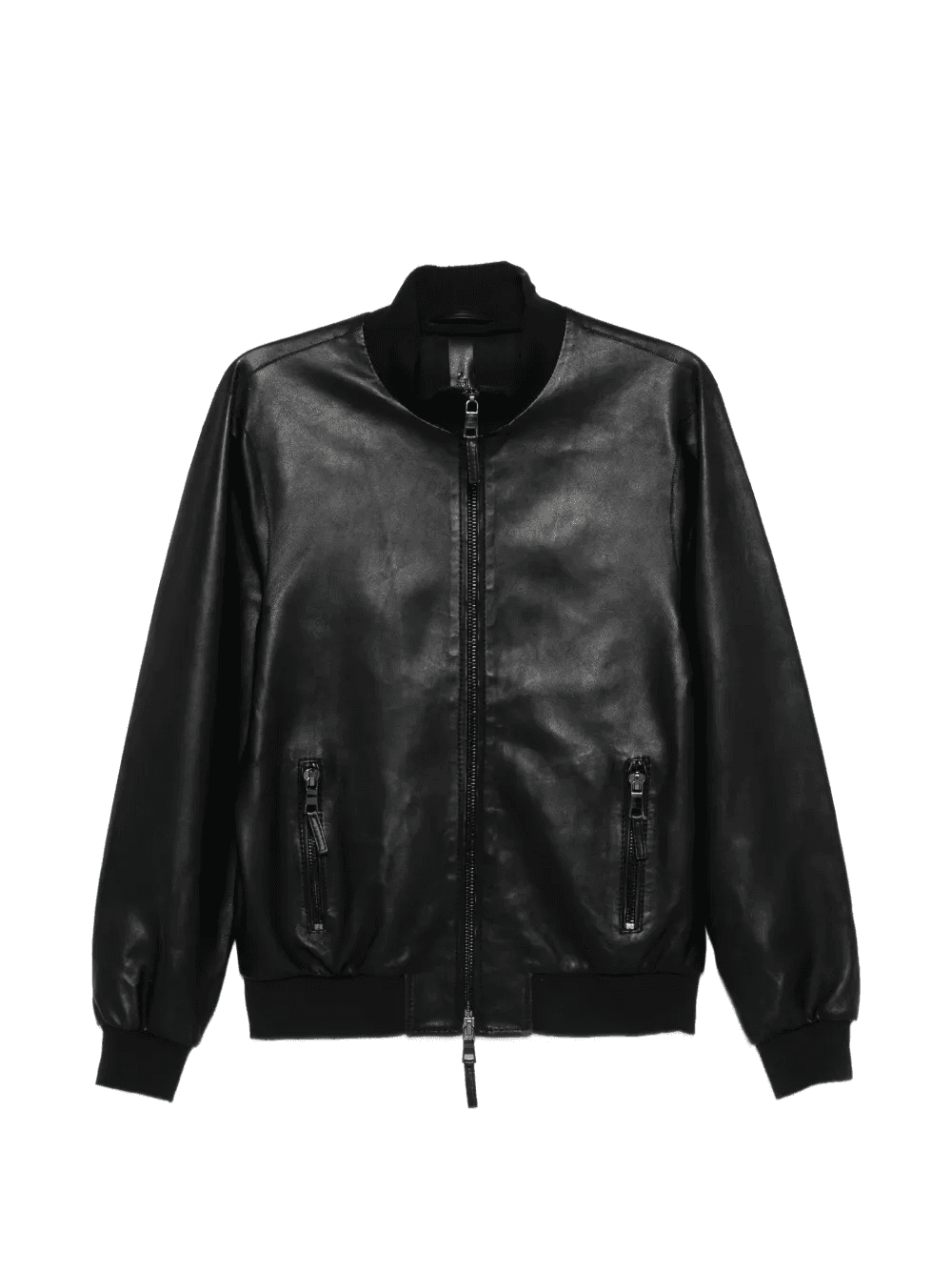 zip-up bomber leather jacket - Image 1