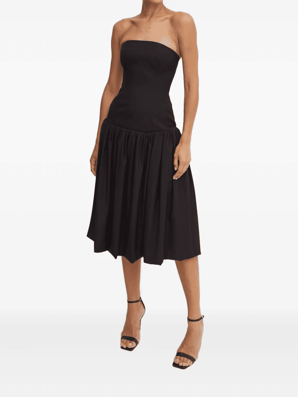 strapless gathered midi day dress - Image 1