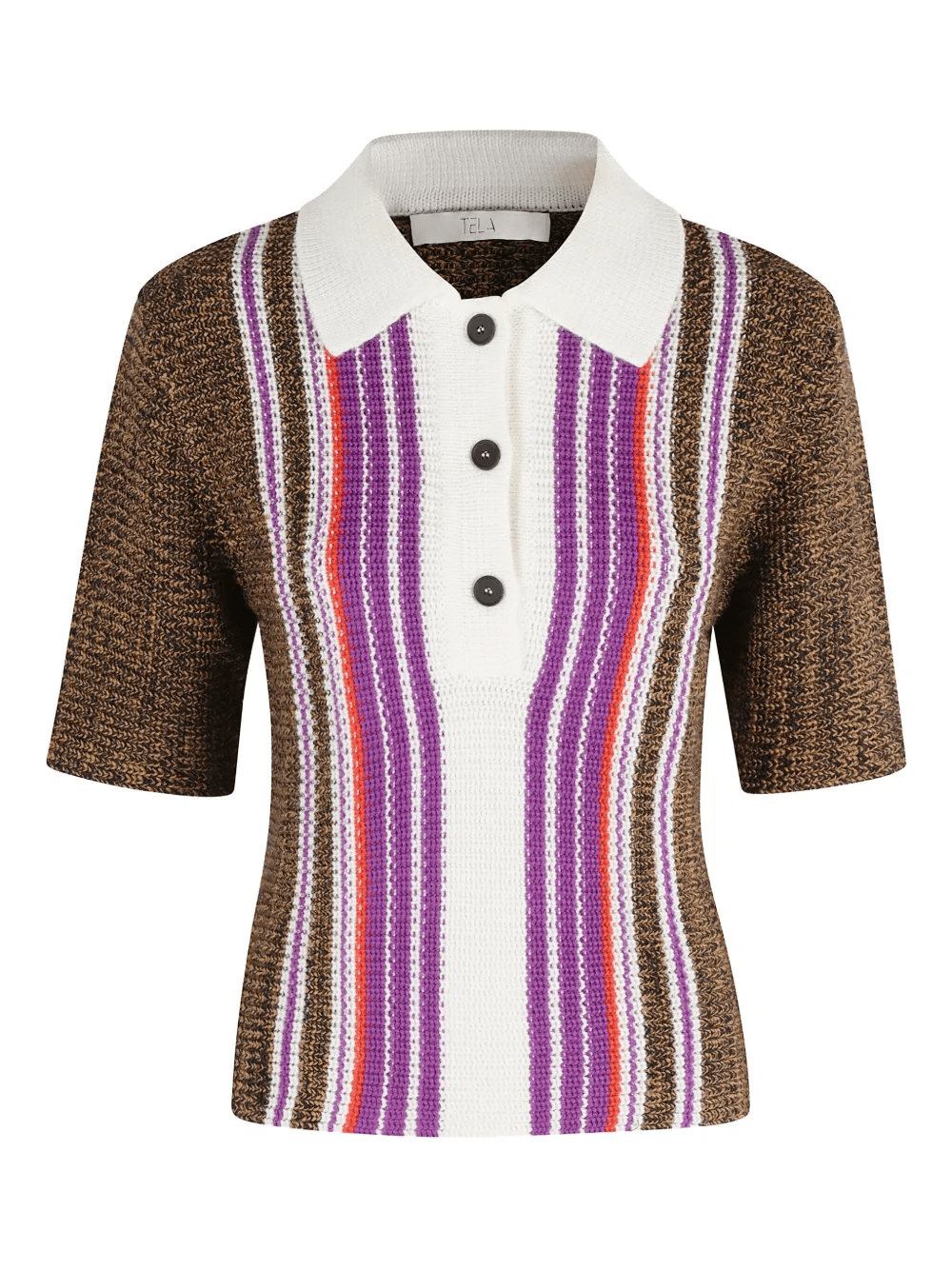 stripe-pattern polo top - Image 1