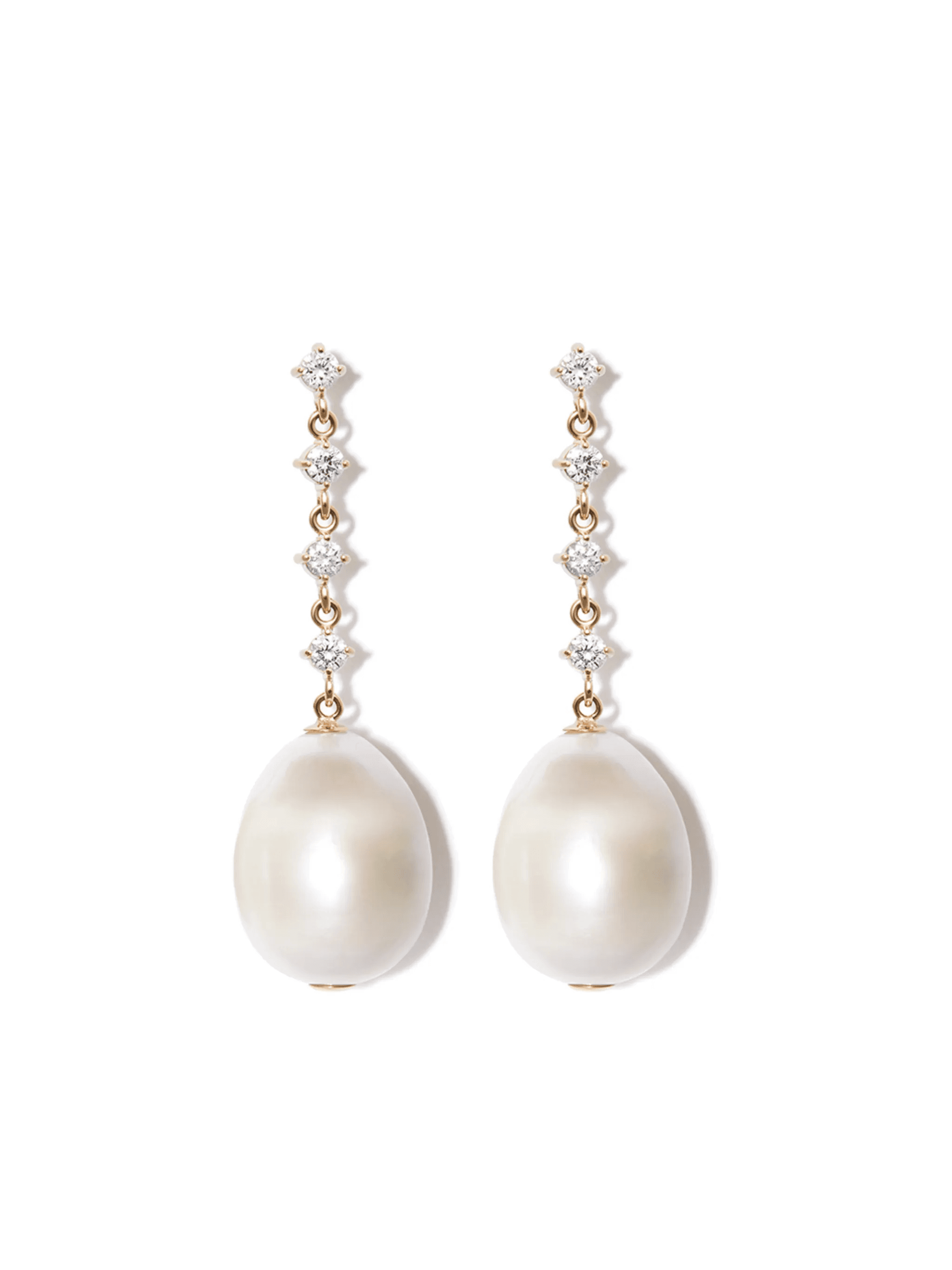 14kt yellow gold pearl diamond earrings - Image 1