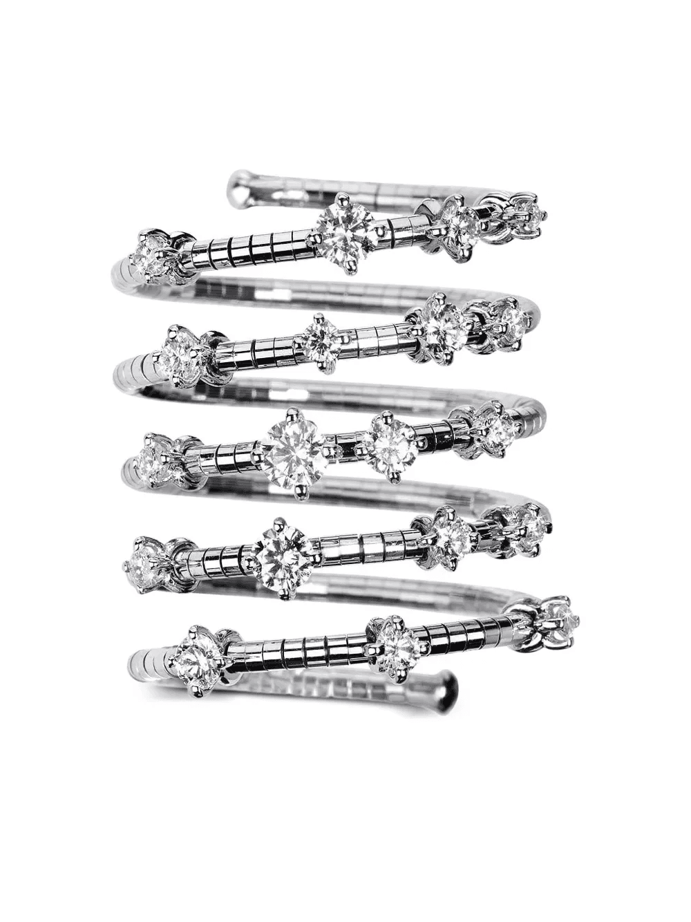 18k white gold Row Spiral diamond ring - Image 1