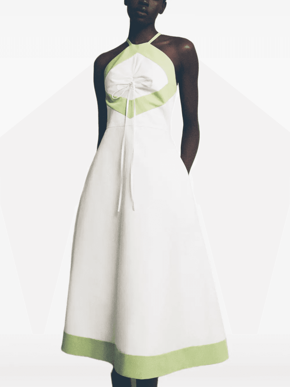 halter-neck paneled midi day dress - Image 1