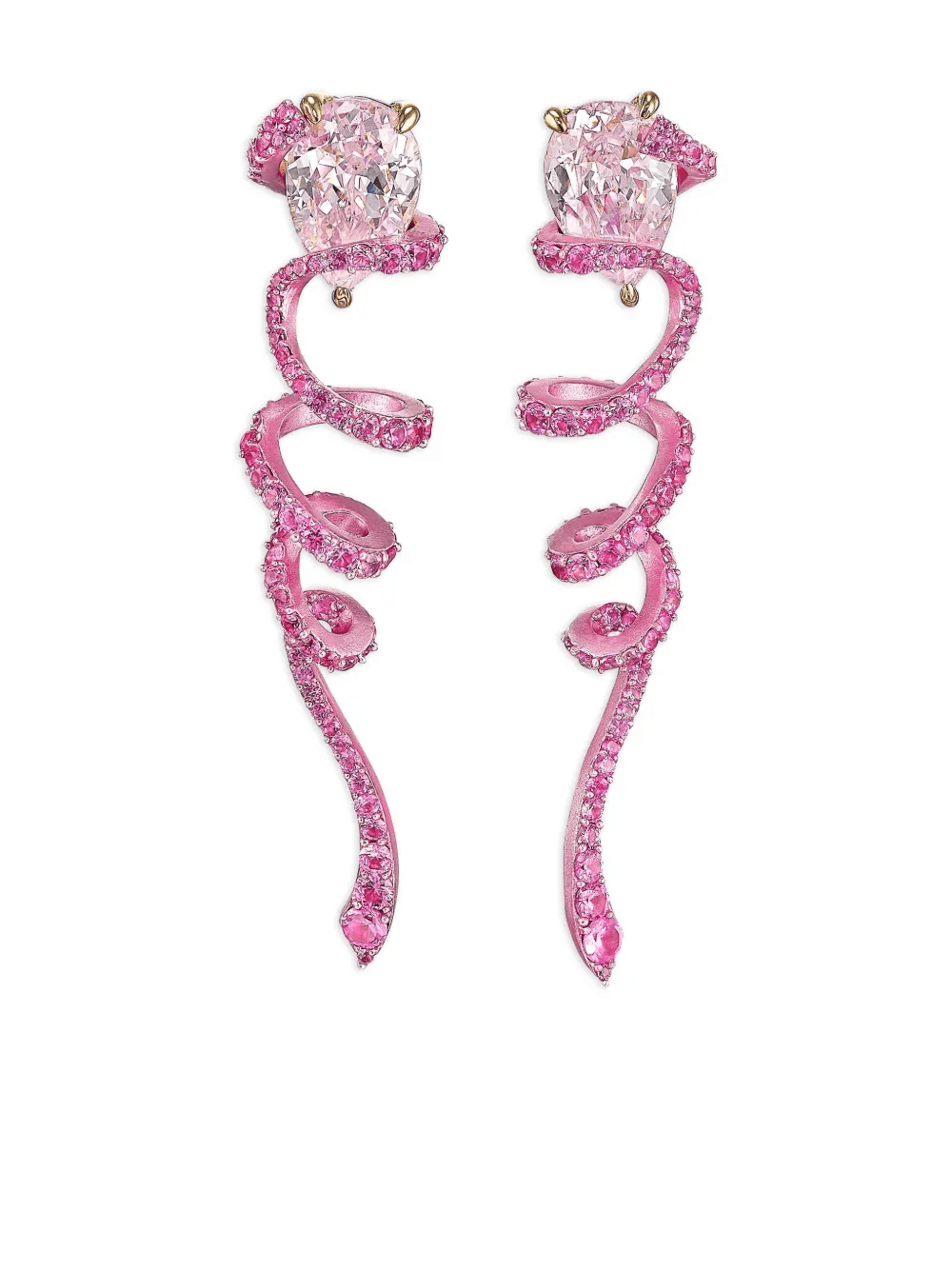 14K rose gold and 18K rose gold vermeil Ribbon Twirl sapphire earrings - Image 1