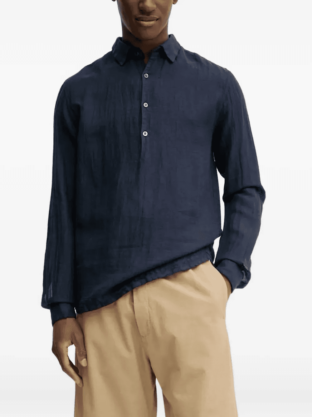 Venezia textured half-button shirt - Image 1