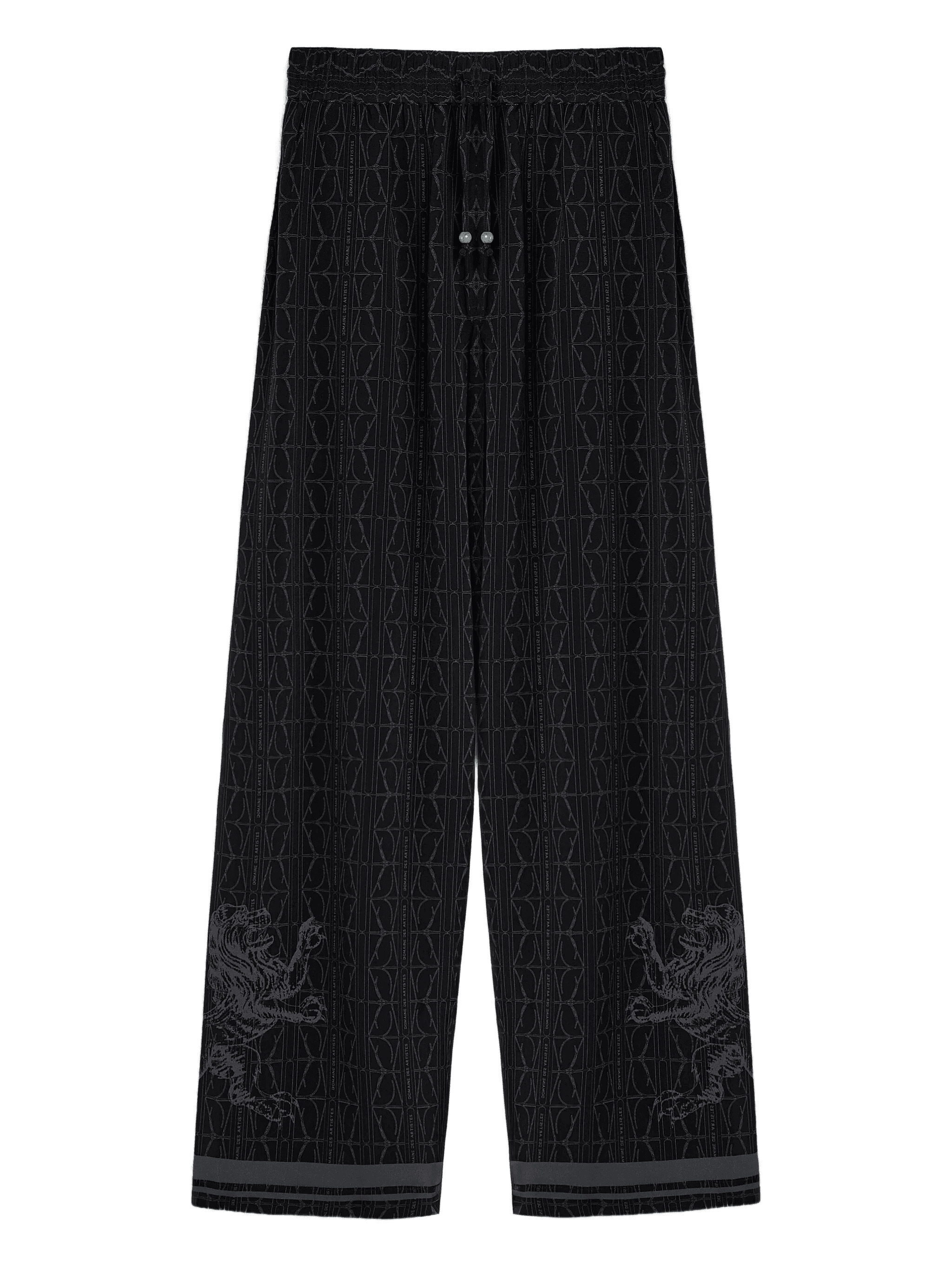 lion-embellished patterned silk trousers - Image 1