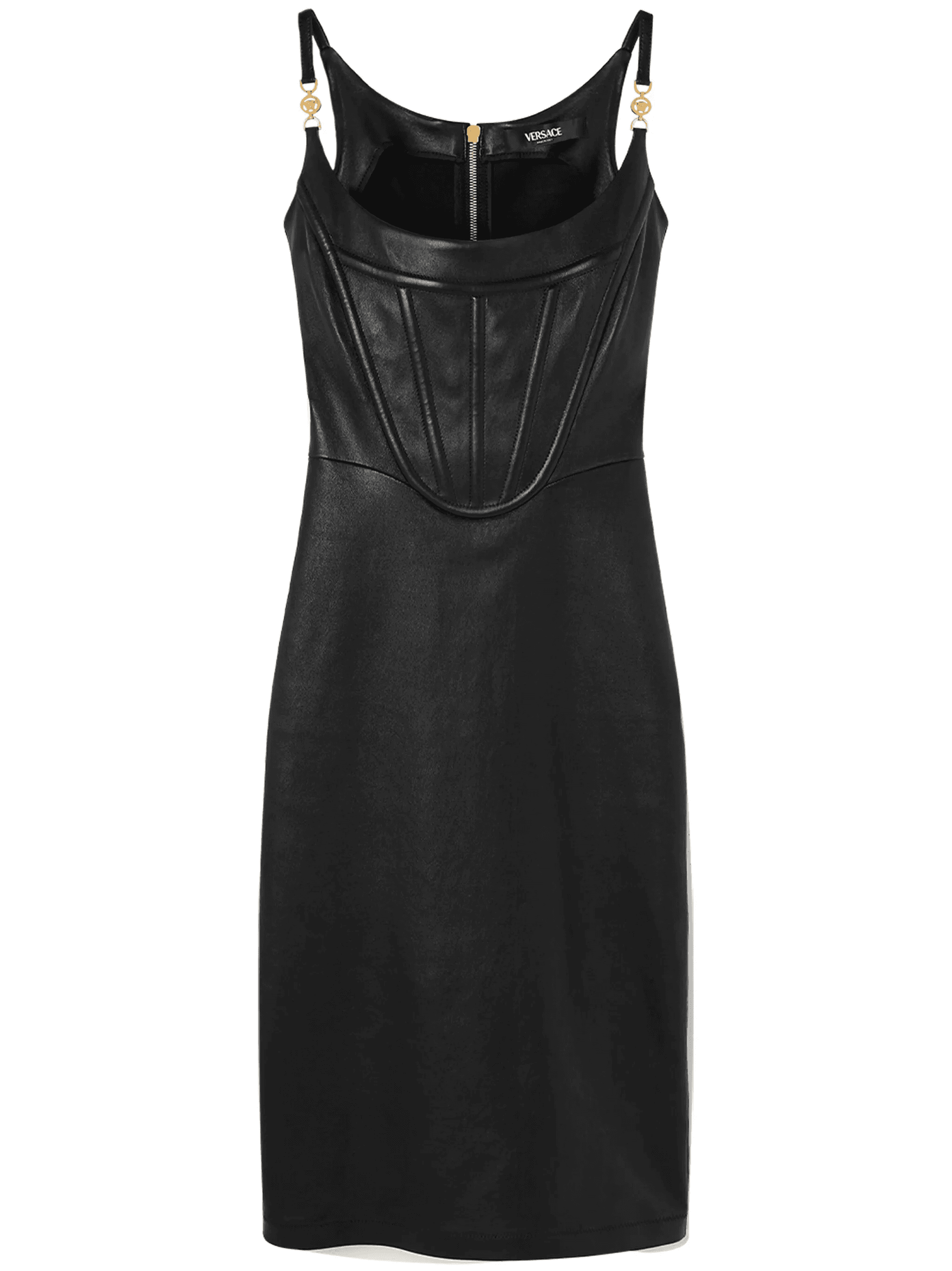 corset-style leather midi dress - Image 1