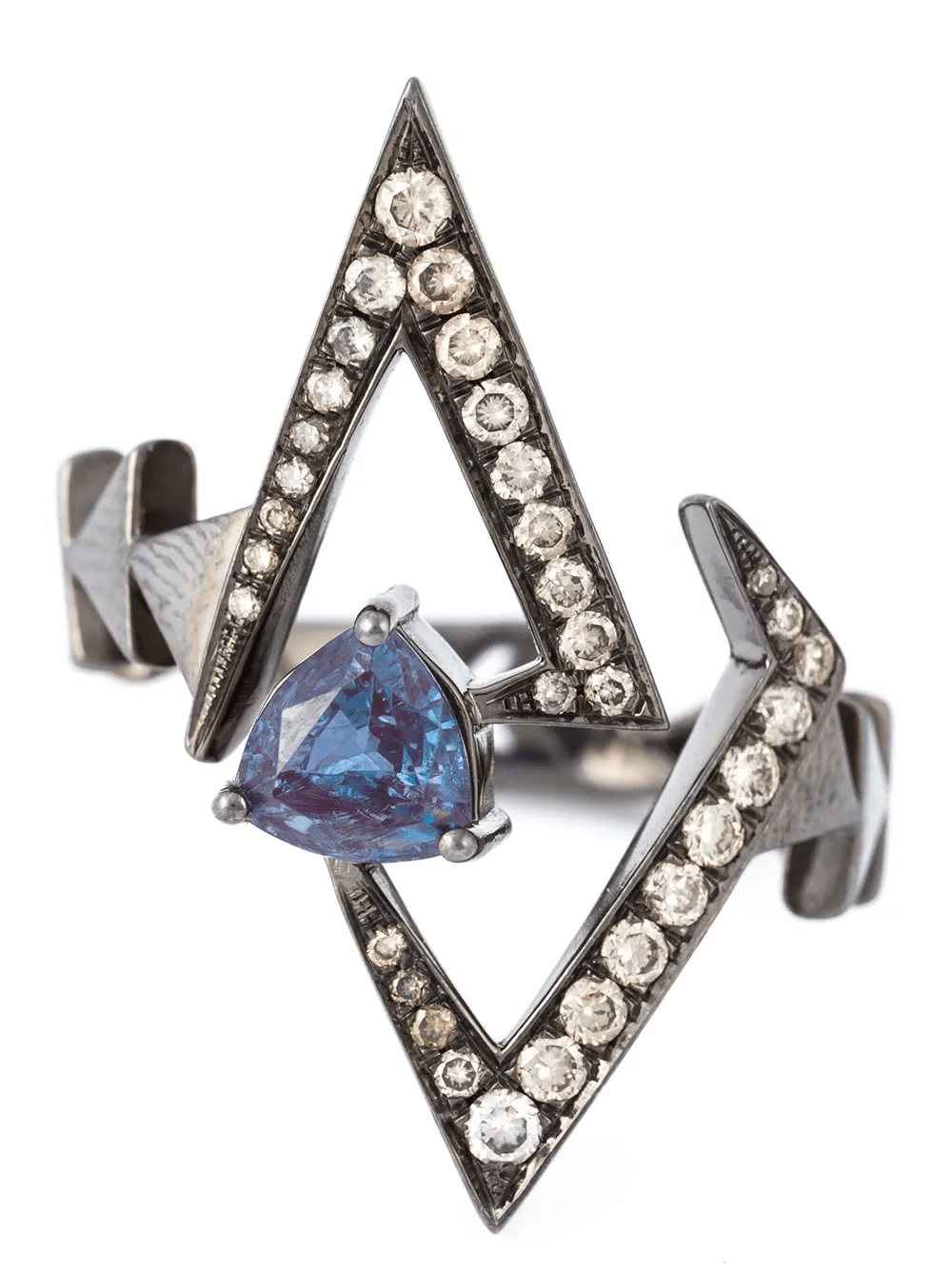 geometric sapphire and diamond ring - Image 1