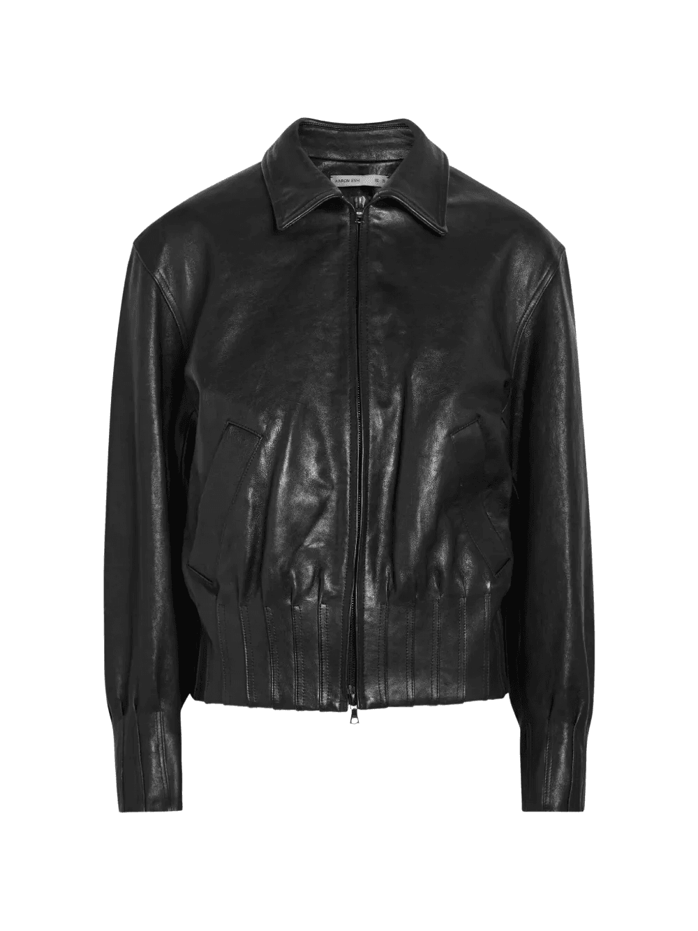 pleated-trim leather jacket - Image 1