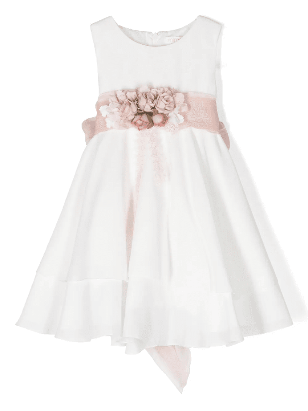 floral appliqué belted tiered dress - Image 1