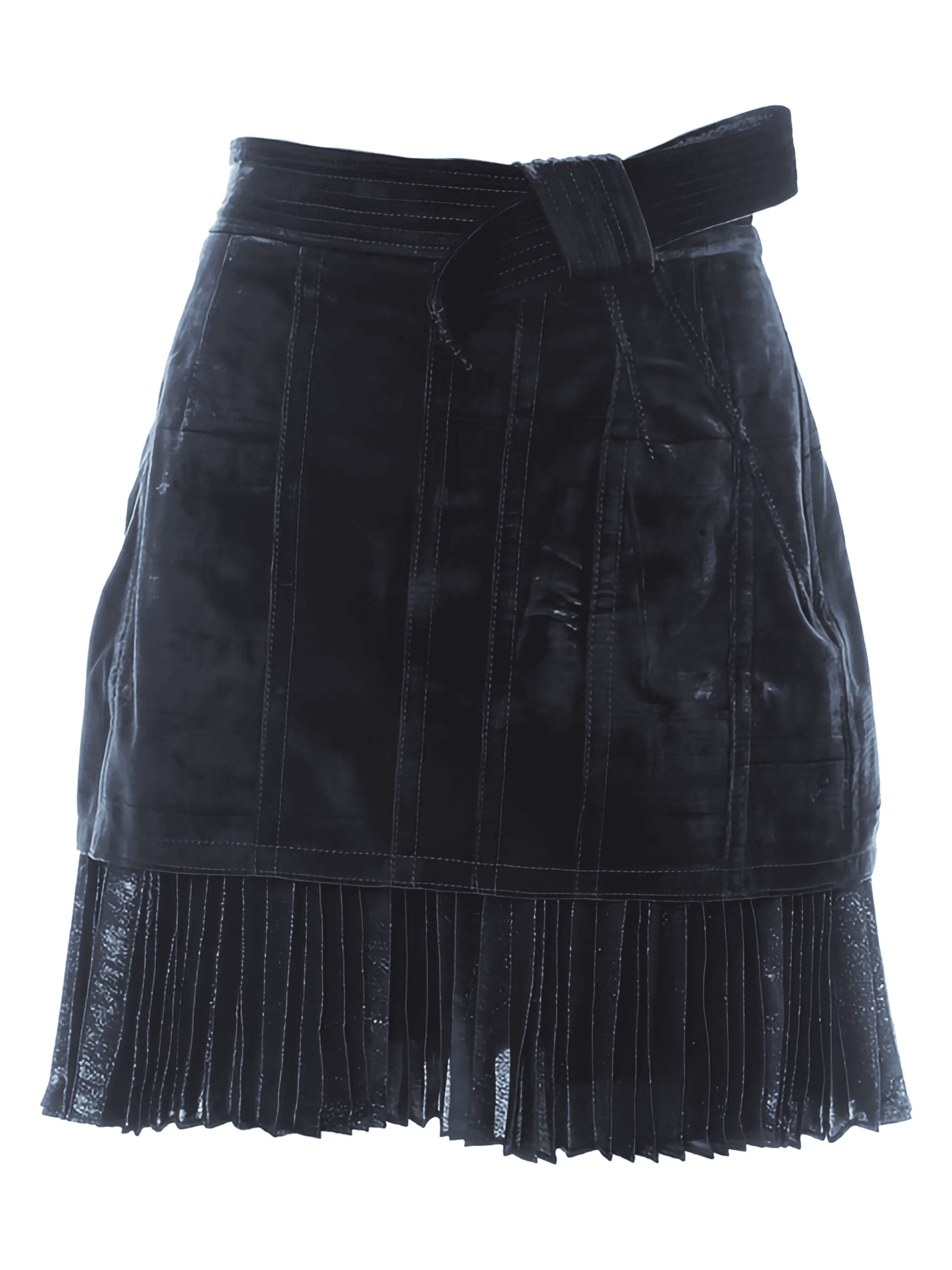 pleated-trim velvet skirt - Image 1
