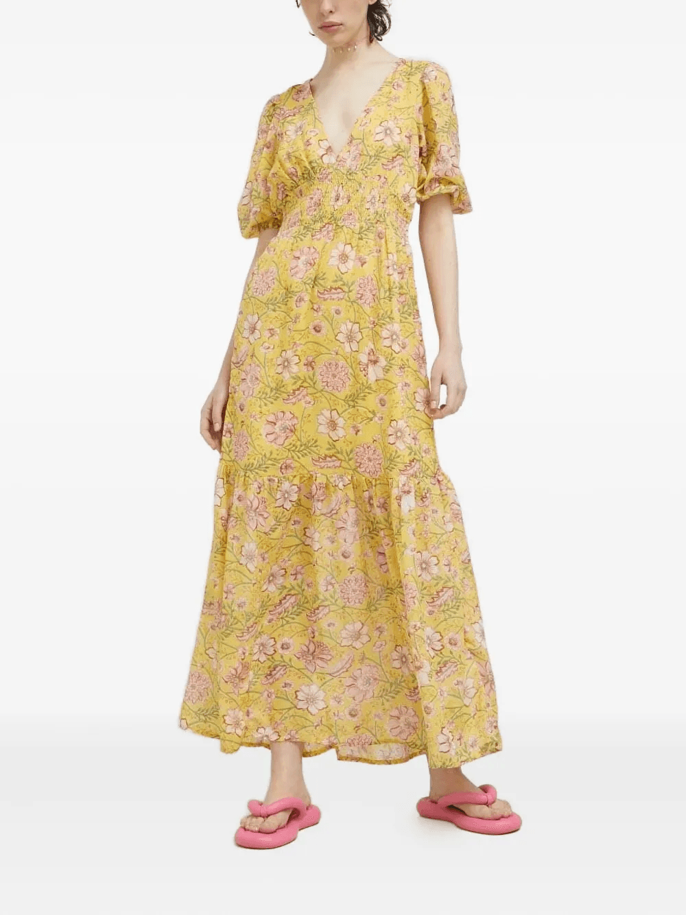 floral-print smocked maxi dress - Image 1