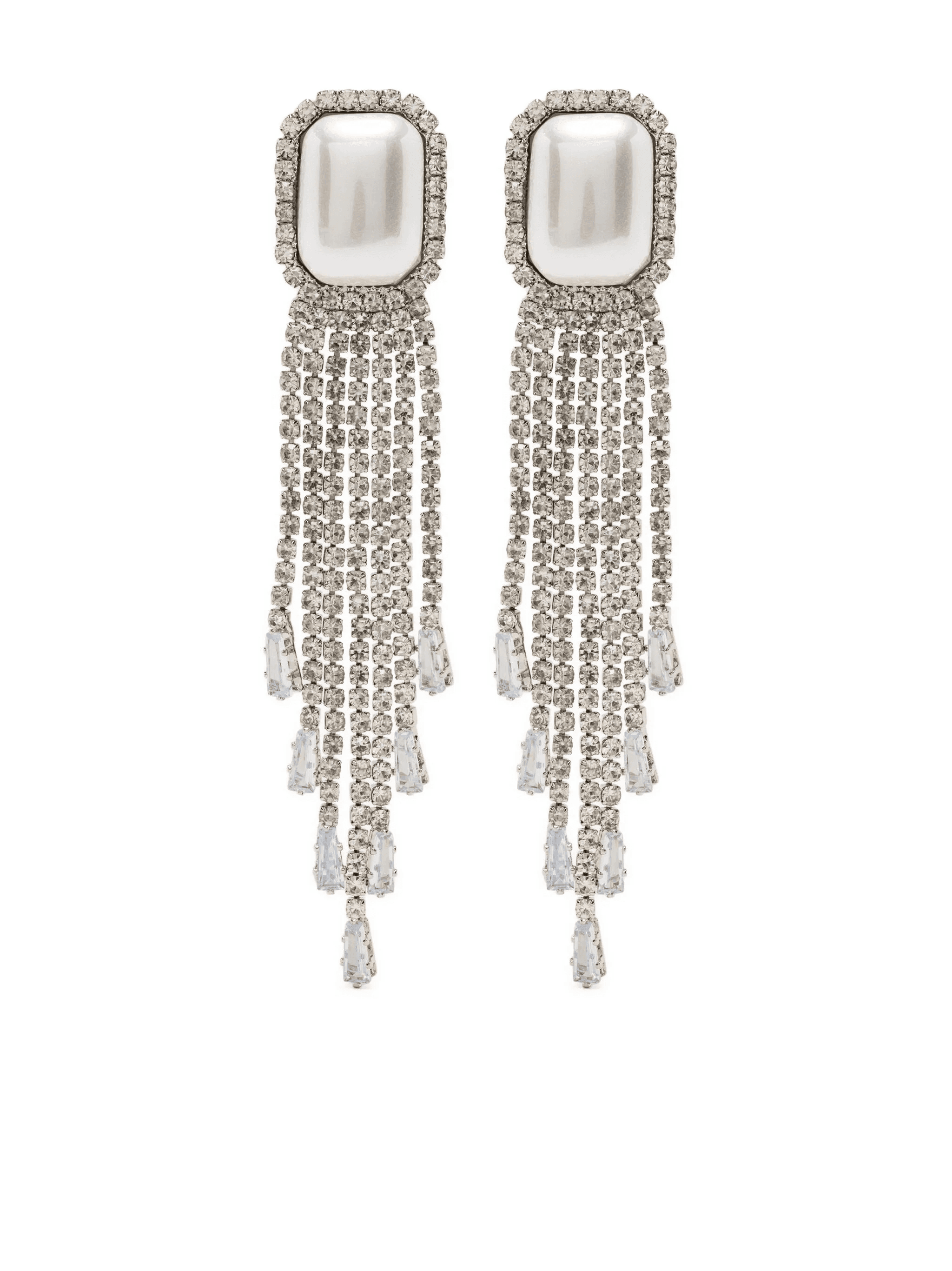 crystal-embellished silver drop earrings - Image 1
